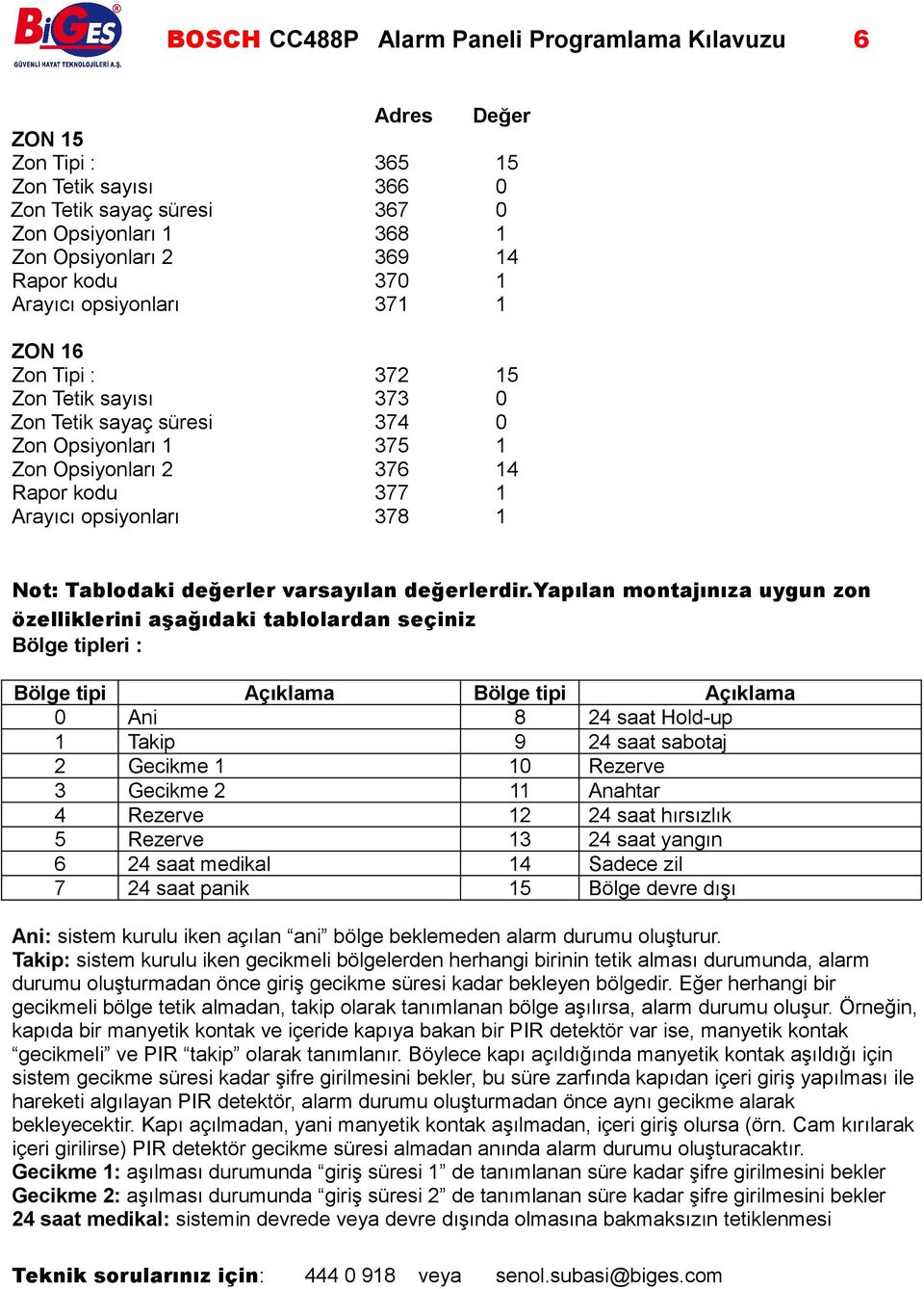 378 1 Not: Tablodaki değerler varsayılan değerlerdir.