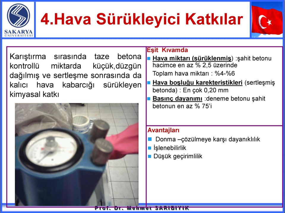 en az % 2,5 üzerinde Toplam hava miktarı : %4-%6 Hava boşluğu karekteristikleri (sertleşmiş betonda) : En çok 0,20 mm