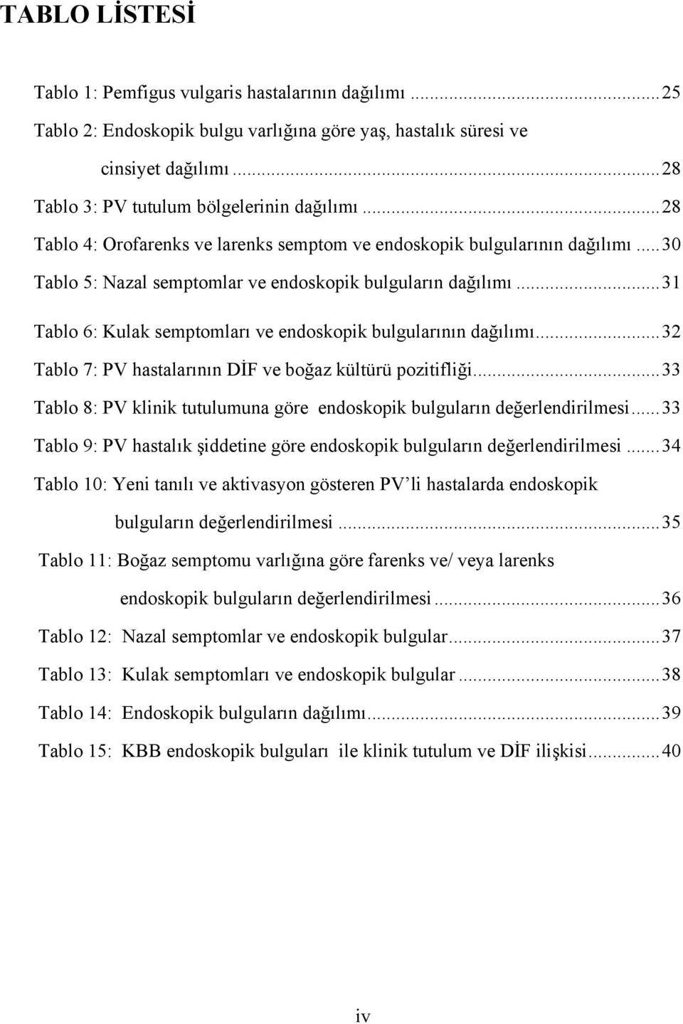 .. 31 Tablo 6: Kulak semptomları ve endoskopik bulgularının dağılımı... 32 Tablo 7: PV hastalarının DİF ve boğaz kültürü pozitifliği.