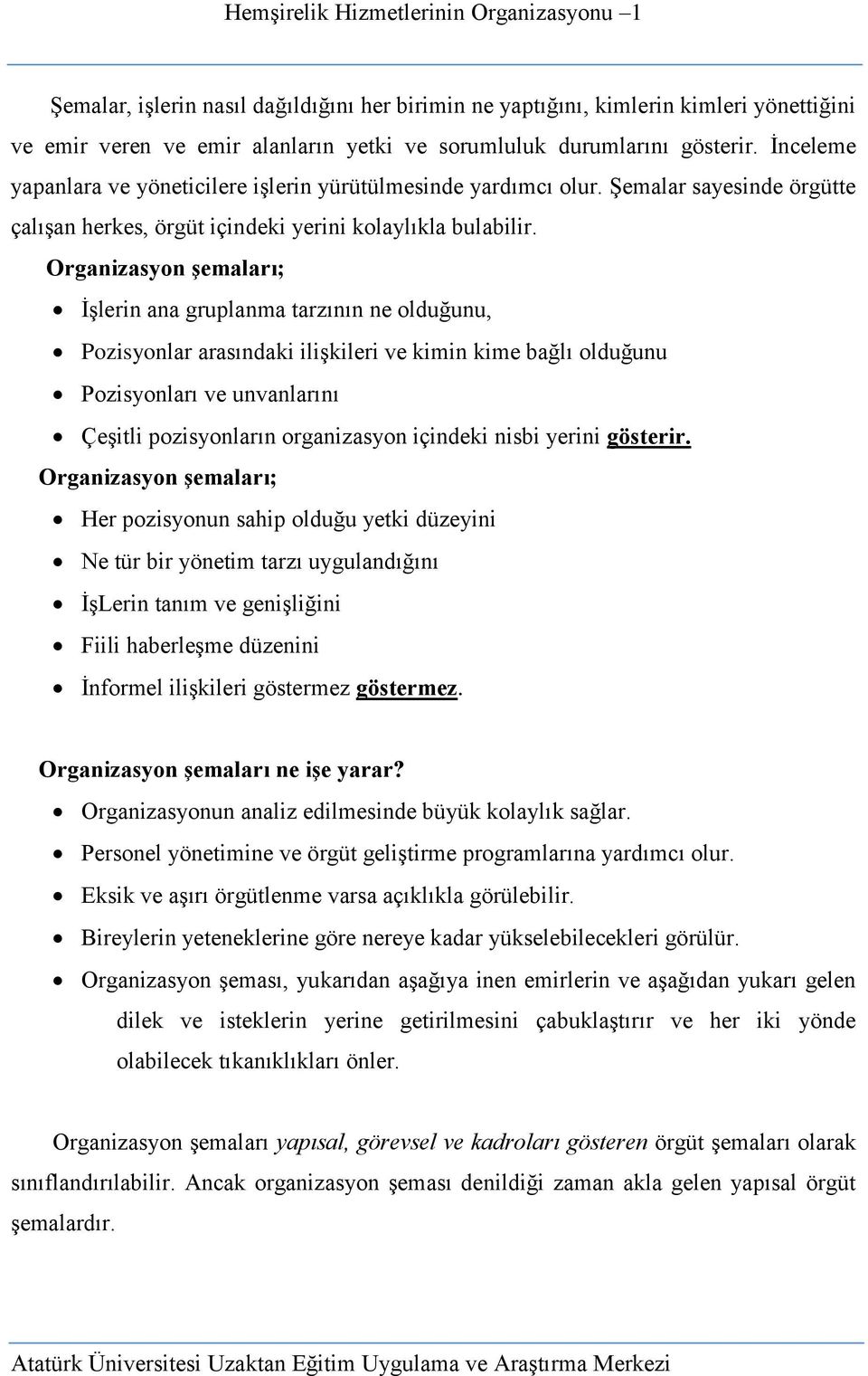 Organizasyon Ģemaları; İşlerin ana gruplanma tarzının ne olduğunu, Pozisyonlar arasındaki ilişkileri ve kimin kime bağlı olduğunu Pozisyonları ve unvanlarını Çeşitli pozisyonların organizasyon