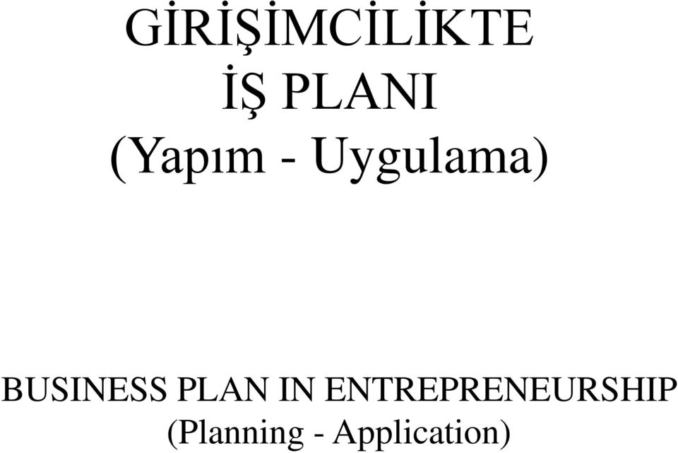 BUSINESS PLAN IN