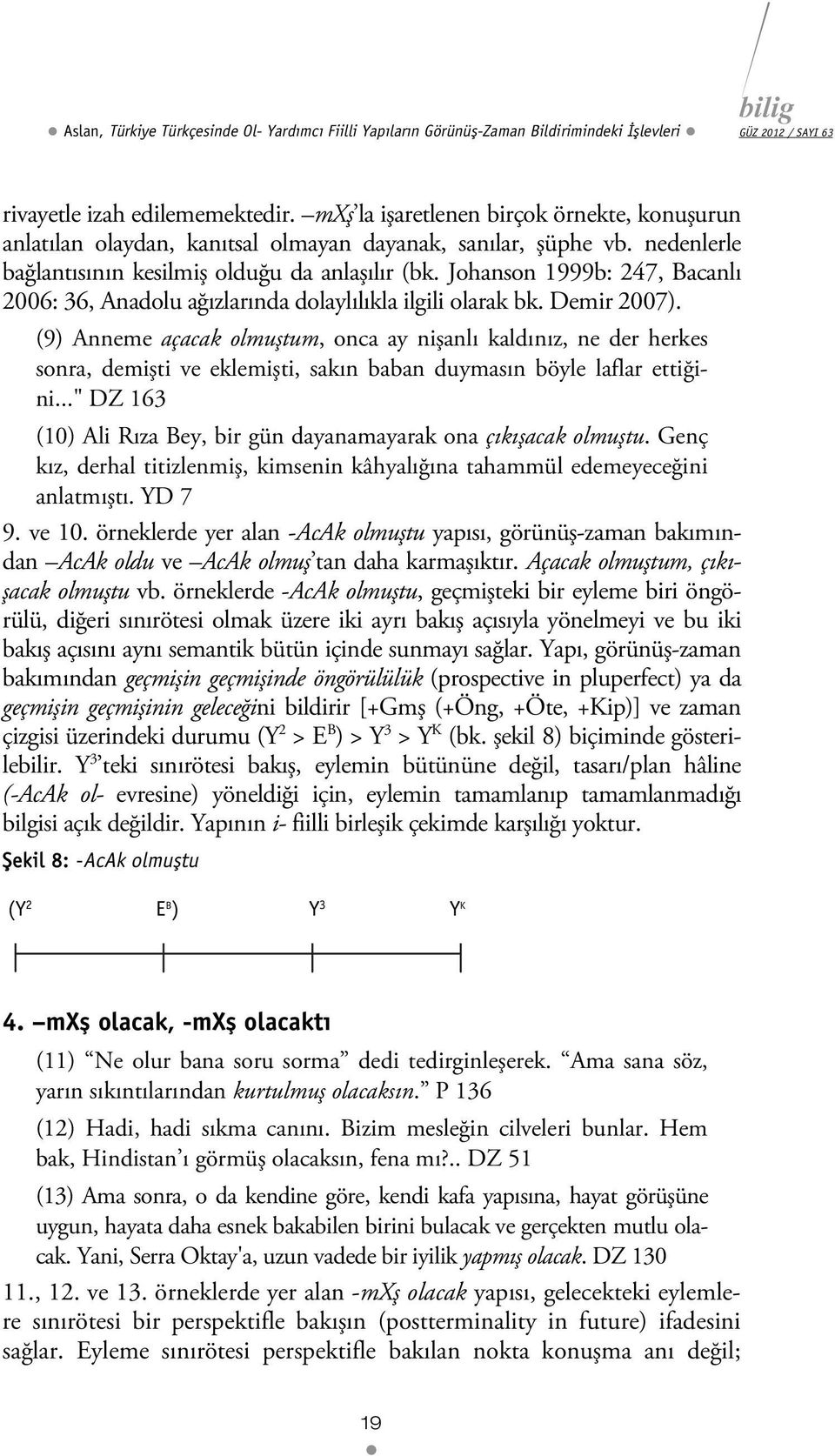 Johanson 1999b: 247, Bacanlı 2006: 36, Anadolu ağızlarında dolaylılıkla ilgili olarak bk. Demir 2007).