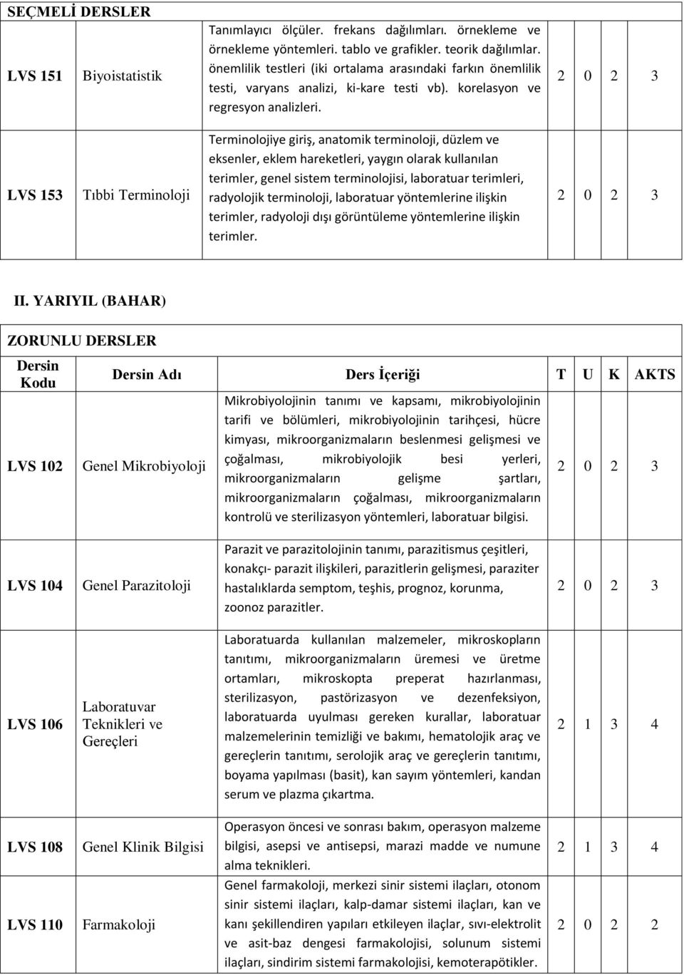 LVS 153 Tıbbi Terminoloji Terminolojiye giriş, anatomik terminoloji, düzlem ve eksenler, eklem hareketleri, yaygın olarak kullanılan terimler, genel sistem terminolojisi, laboratuar terimleri,