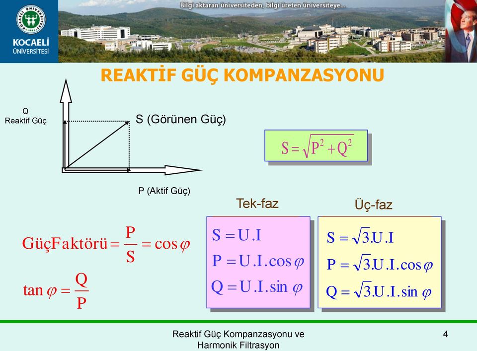 Üç-faz GüçFaktörü tan Q P P S cos S U. I P U.