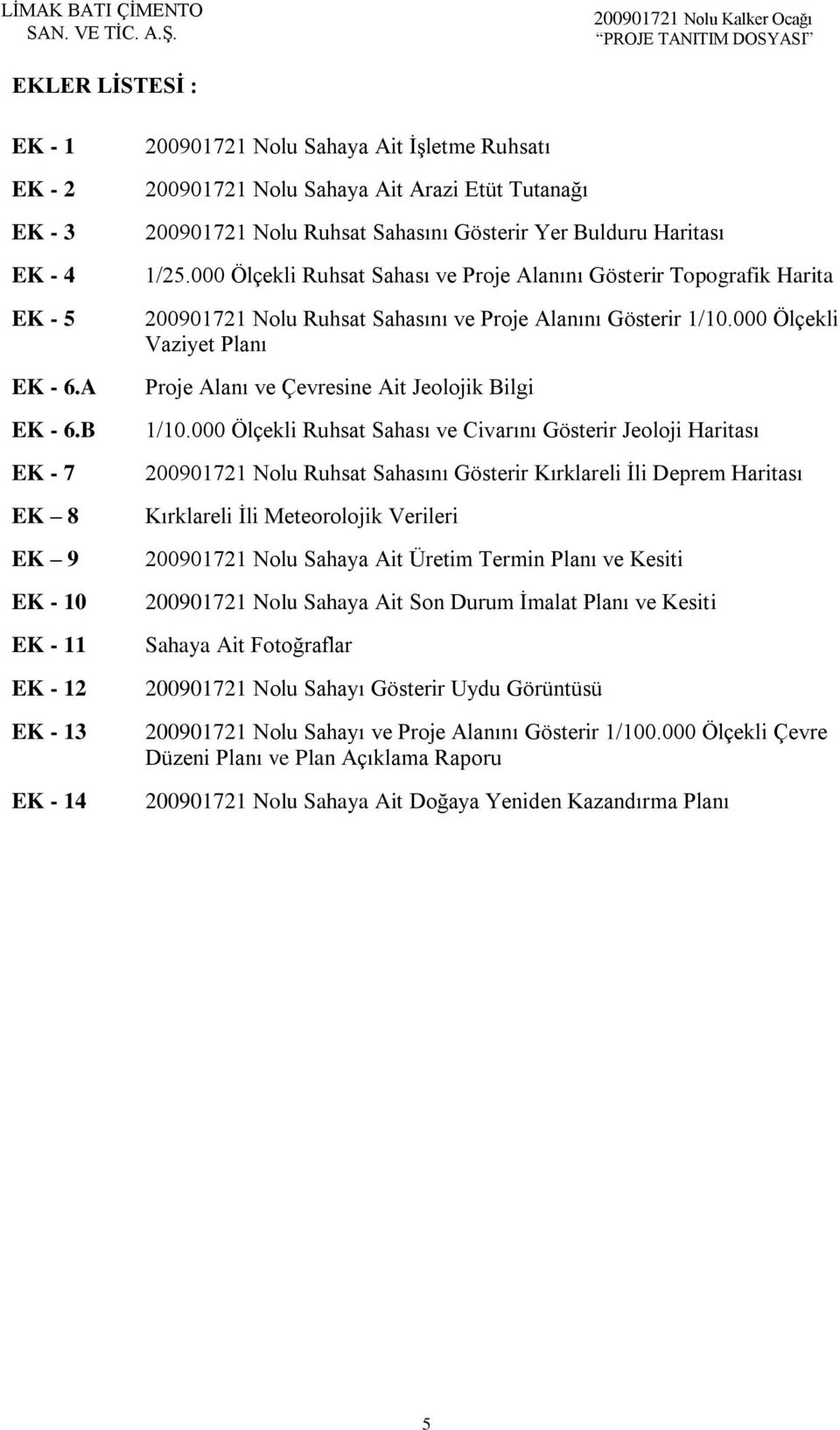 Haritası 1/25.000 Ölçekli Ruhsat Sahası ve Proje Alanını Gösterir Topografik Harita 200901721 Nolu Ruhsat Sahasını ve Proje Alanını Gösterir 1/10.