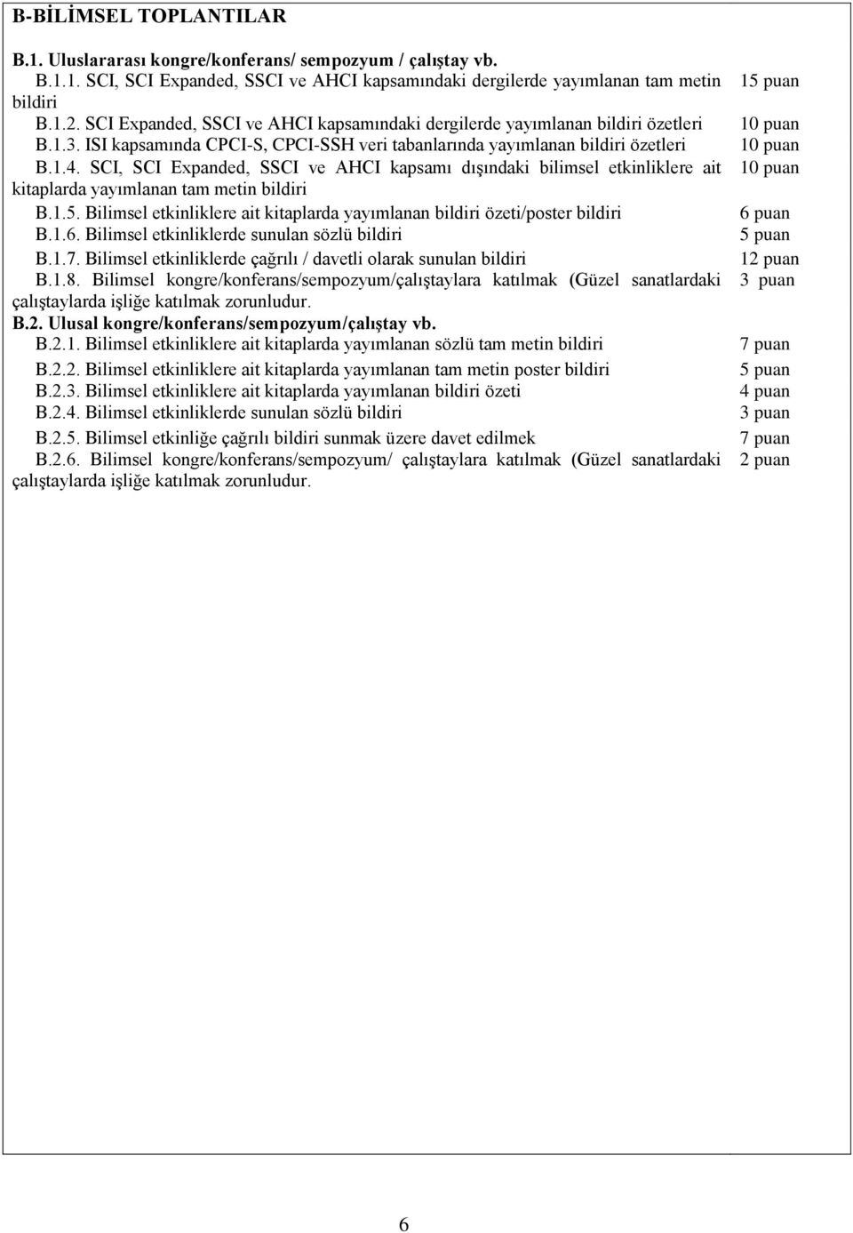 SCI, SCI Expanded, SSCI ve AHCI kapsamı dışındaki bilimsel etkinliklere ait kitaplarda yayımlanan tam metin bildiri B.1.5.