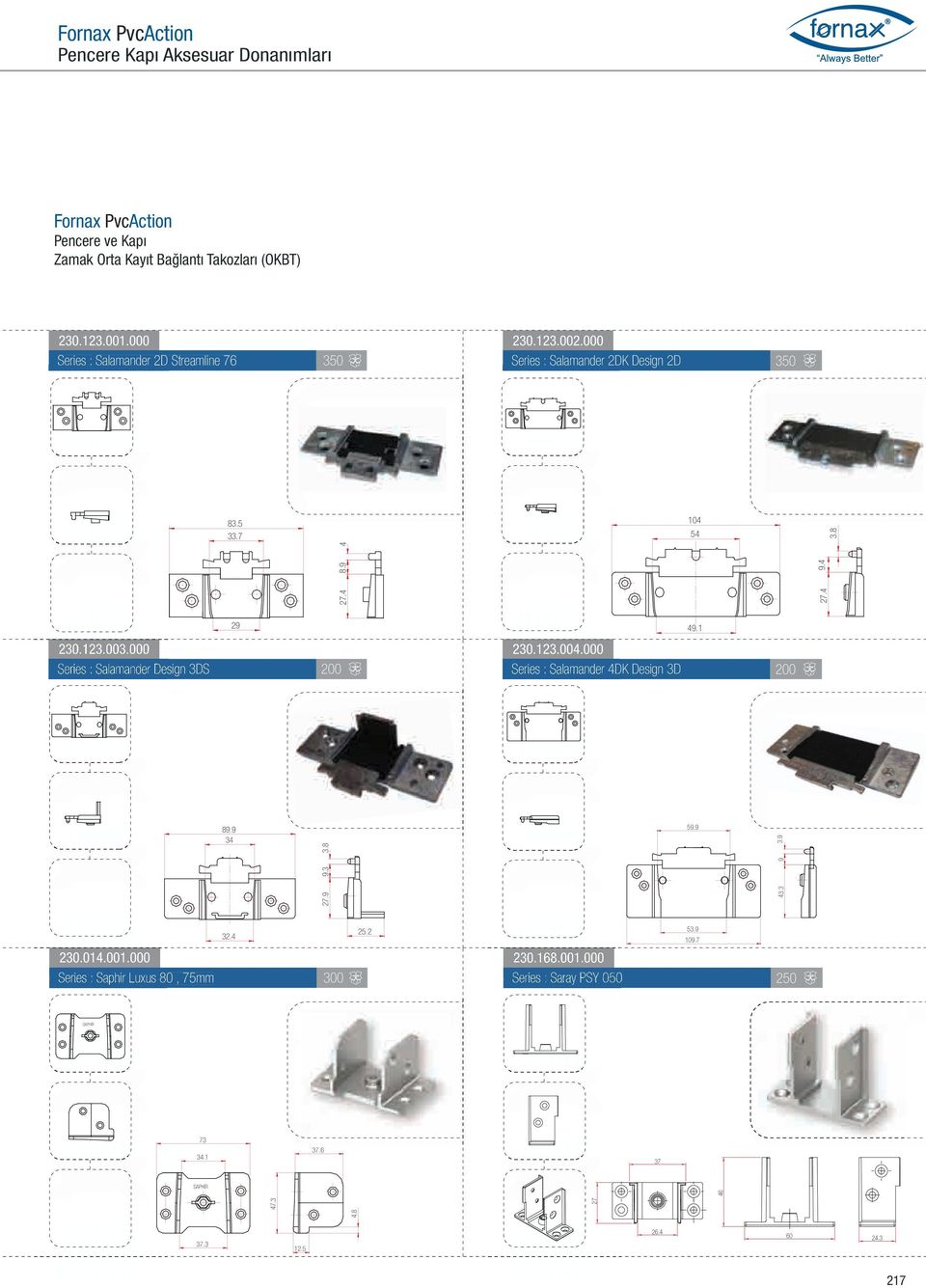 000 Series : Salamander 4DK Design 3D 200 89.9 27.9 9.3 3.8 59.9 43.3 9 3.9 25.2 53.9 32.4 109.7 230.014.001.000 230.