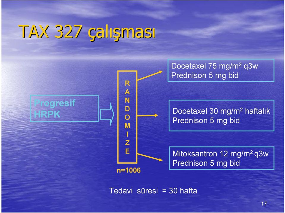 Docetaxel 30 mg/m 2 haftalık Prednison 5 mg bid