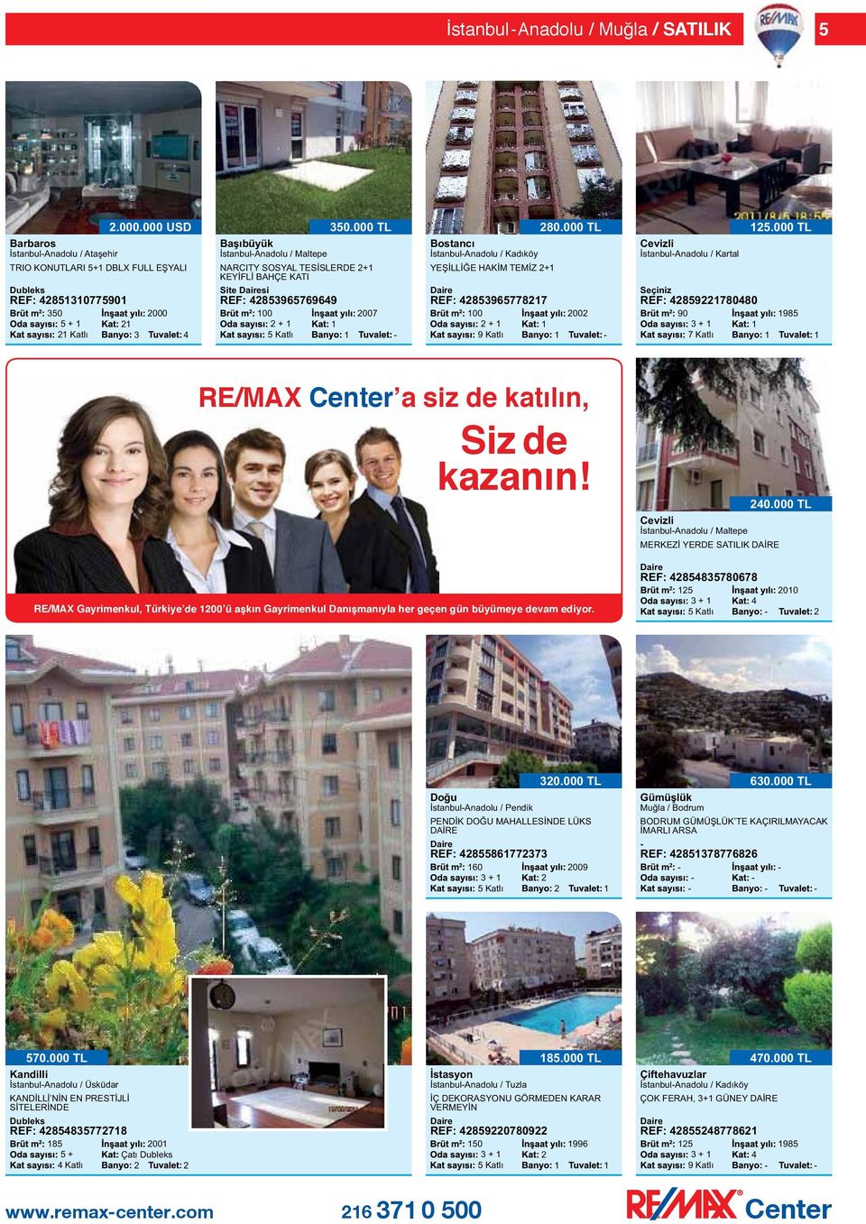 000 TL 007 Bostancı İstanbulAnadolu / Kadıköy YEŞİLLİĞE HAKİM TEMİZ + REF: 4859657787 00 + 80.000 TL 00 Cevizli İstanbulAnadolu / Kartal Seçiniz REF: 4859780480 90 + 7 Katlı 5.