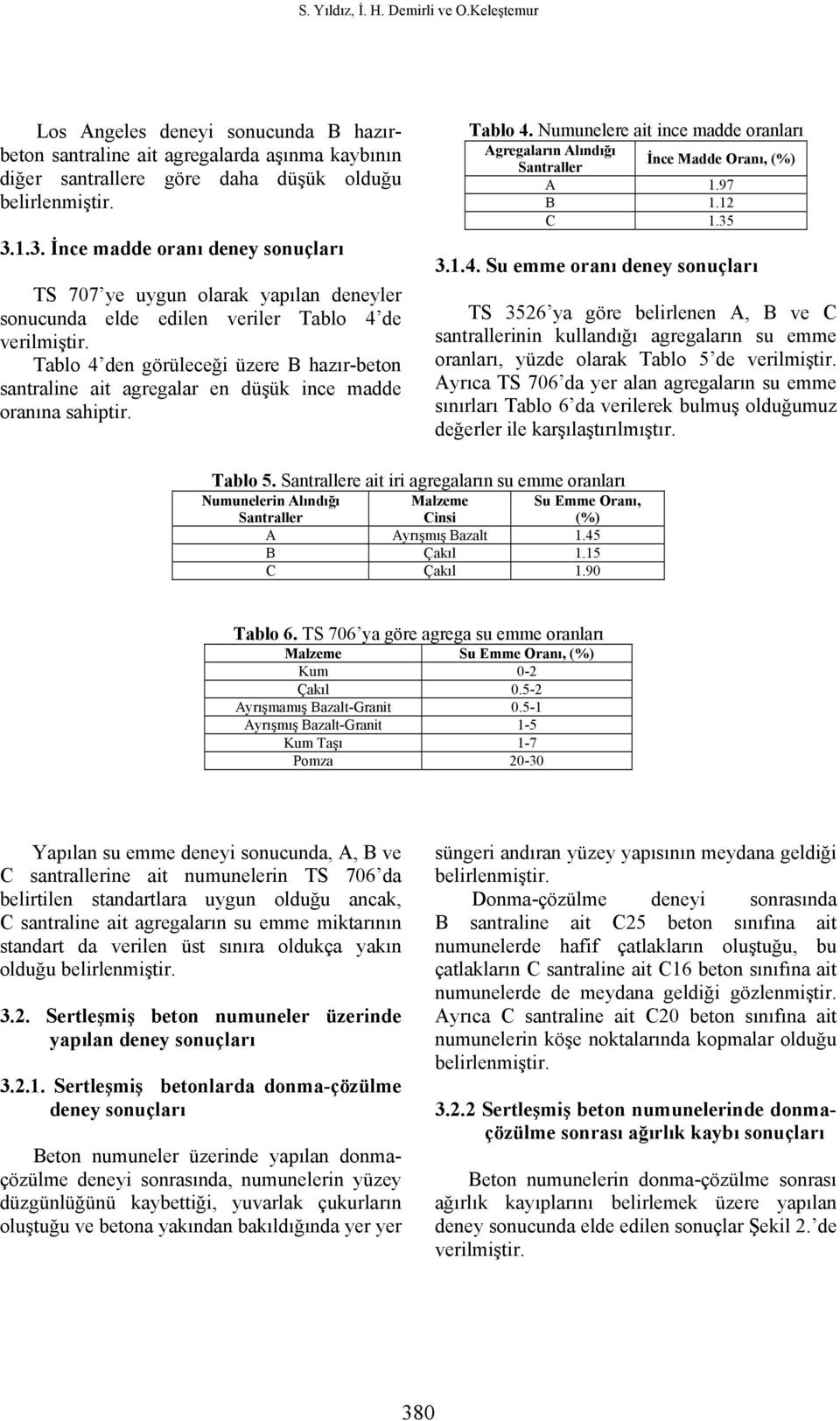 Tablo 4 den görüleceği üzere B hazır-beton santraline ait agregalar en düşük ince madde oranına sahiptir. Tablo 4.