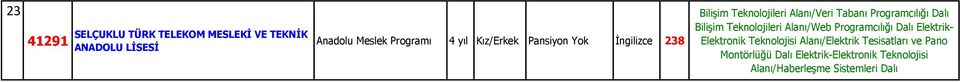 Programcılığı Dalı Elektrik- Elektronik Teknolojisi Alanı/Elektrik Tesisatları