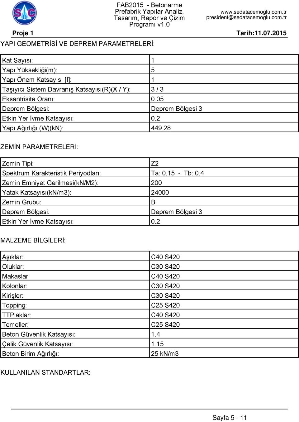 4 Zemin Emniyet Gerilmesi(kN/M2): 200 Yatak Katsayısı(kN/m3): 24000 Zemin Grubu: B Deprem Bölgesi: Deprem Bölgesi 3 Etkin Yer İvme Katsayısı: 0.