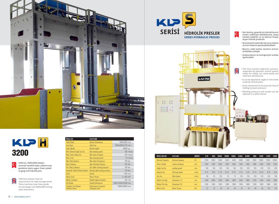 The four-column hydraulic presses, supported by hydraulic control system valves for safety, can move easily and need less maintenance.