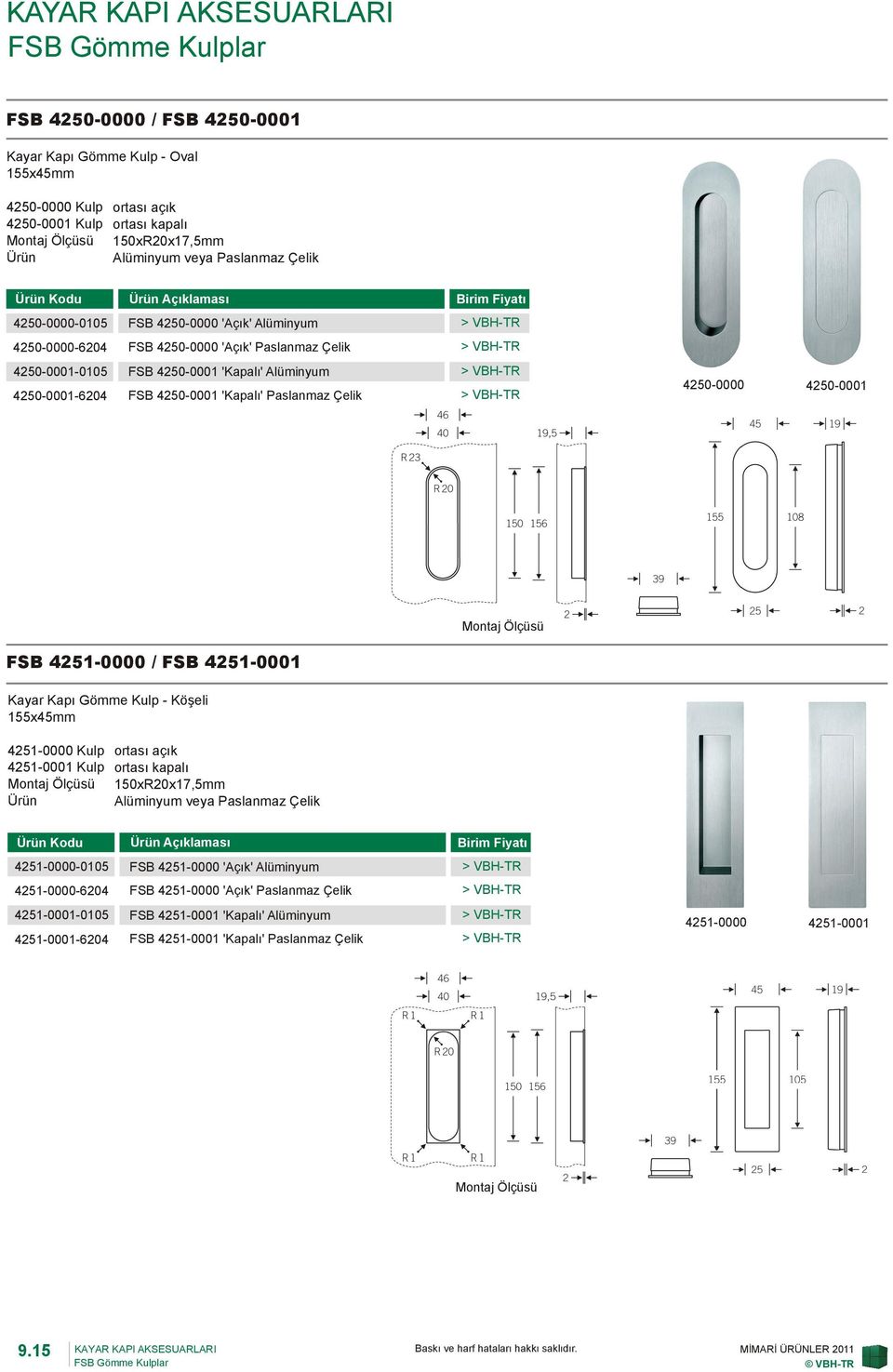 Paslanmaz Çelik 4250-0000 4250-0001 Montaj Ölçüsü FSB 4251-0000 / FSB 4251-0001 Kayar Kapı Gömme Kulp - Köşeli 155x45mm 4251-0000 Kulp 4251-0001 Kulp Montaj Ölçüsü Ürün ortası açık ortası kapalı