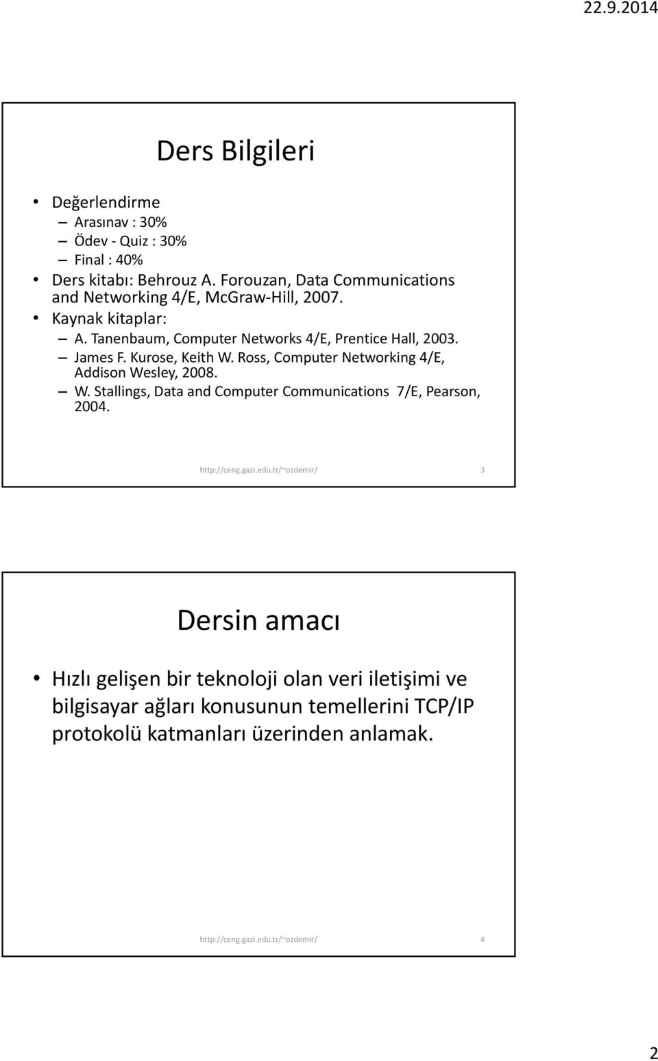 Tanenbaum, Computer Networks 4/E, Prentice Hall, 2003. James F. Kurose, Keith W.