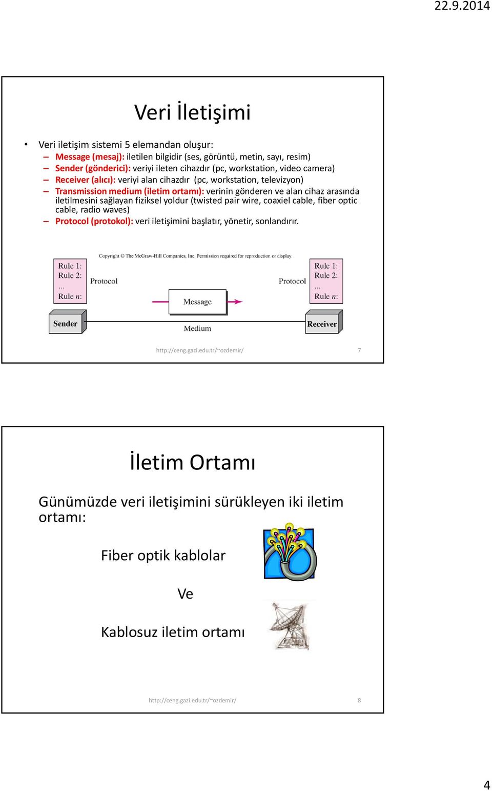 gönderen ve alan cihaz arasında iletilmesini sağlayan fiziksel yoldur (twisted pair wire, coaxiel cable, fiber optic cable, radio waves) Protocol (protokol):