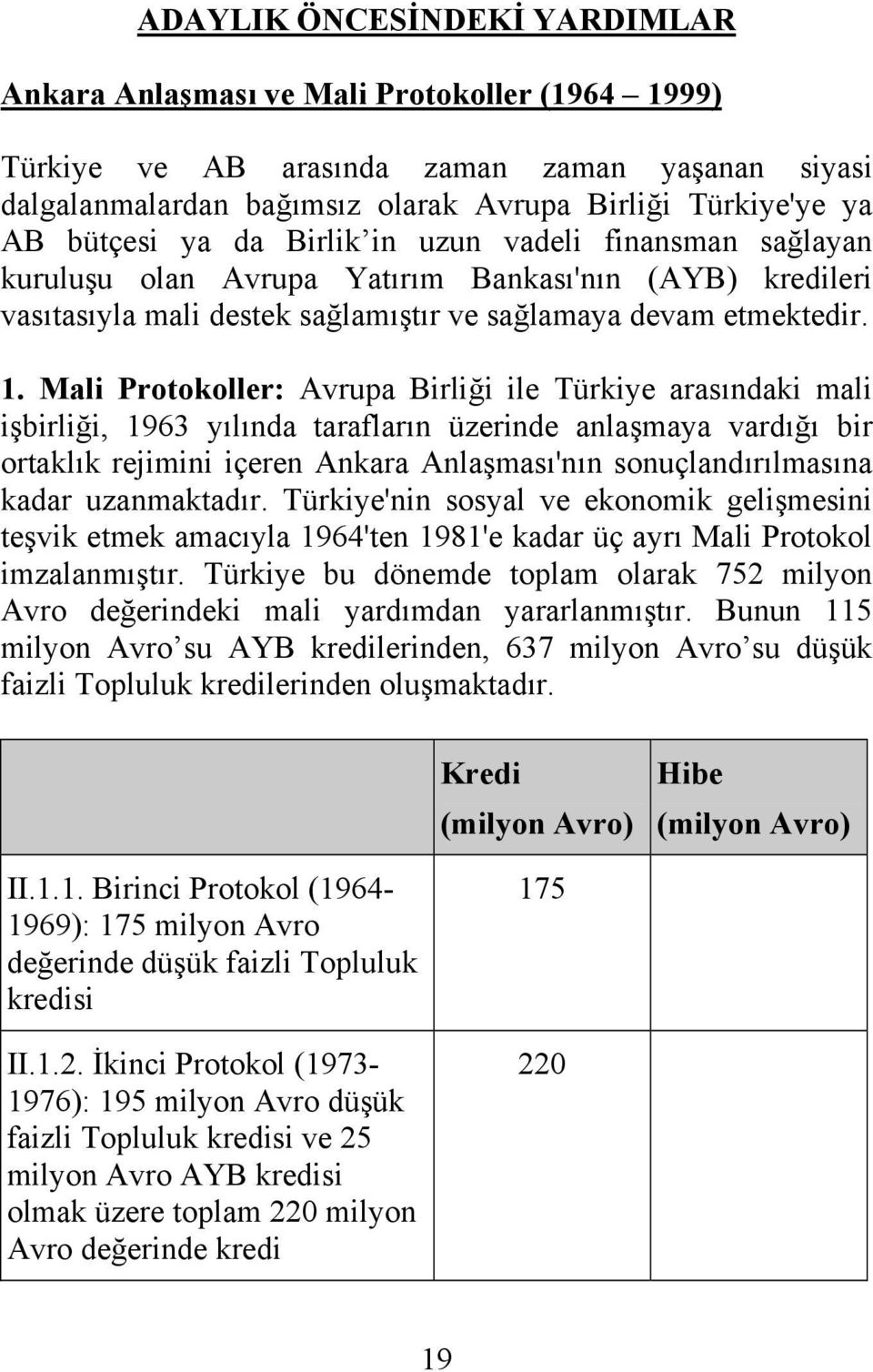 Mali Protokoller: Avrupa Birliği ile Türkiye arasındaki mali işbirliği, 1963 yılında tarafların üzerinde anlaşmaya vardığı bir ortaklık rejimini içeren Ankara Anlaşması'nın sonuçlandırılmasına kadar