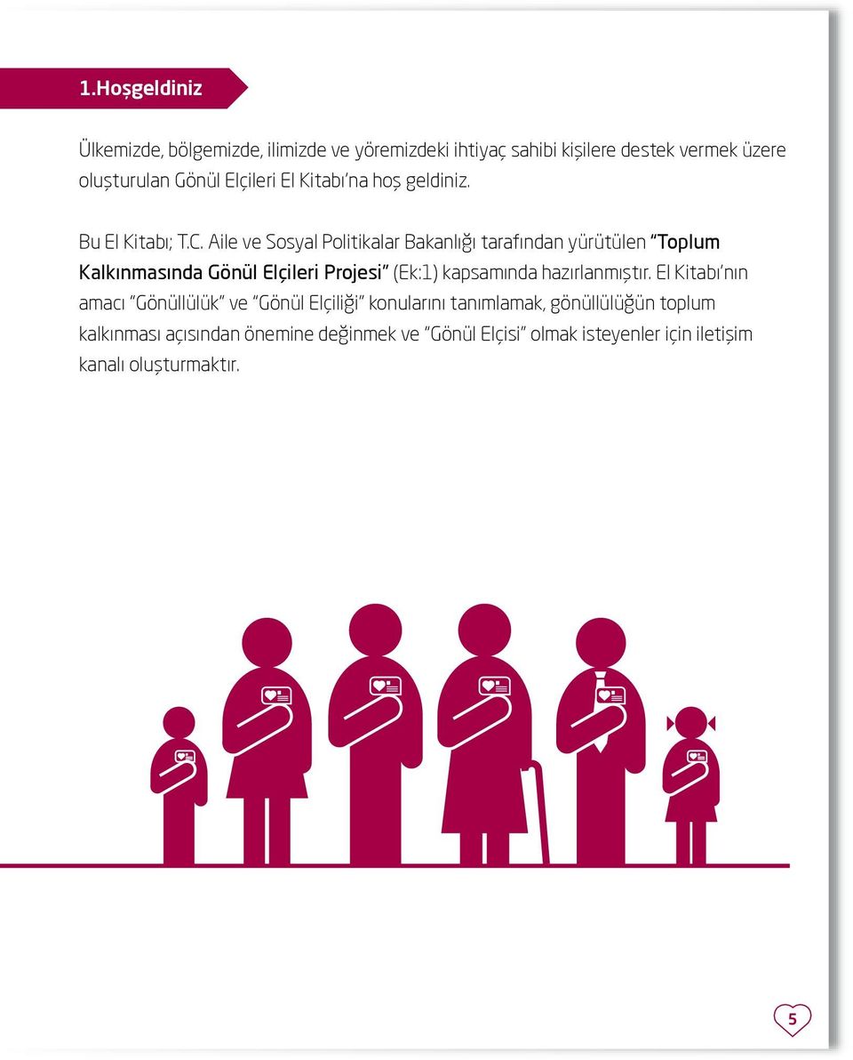 Aile ve Sosyal Politikalar Bakanlığı tarafından yürütülen Toplum Kalkınmasında Gönül Elçileri Projesi (Ek:1) kapsamında