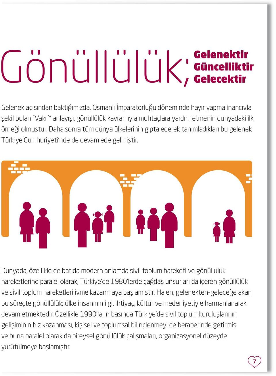 Dünyada, özellikle de batıda modern anlamda sivil toplum hareketi ve gönüllülük hareketlerine paralel olarak, Türkiye de 1980 lerde çağdaş unsurları da içeren gönüllülük ve sivil toplum hareketleri