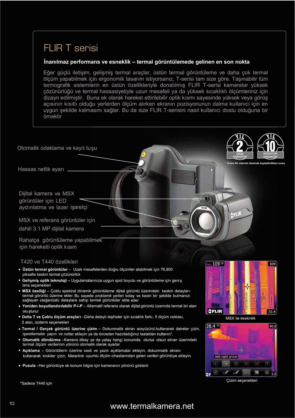 Bu da size FLIR T- örnektir Otomatik odaklama ve kayıt tu u Hassas netlik ayarı ÜRÜN DEDEKTOR GARANTlSl* GARANTlSl * * Ürünü flir internet sitesinde kaydettirdikten sonra Dijital kamera ve MSX