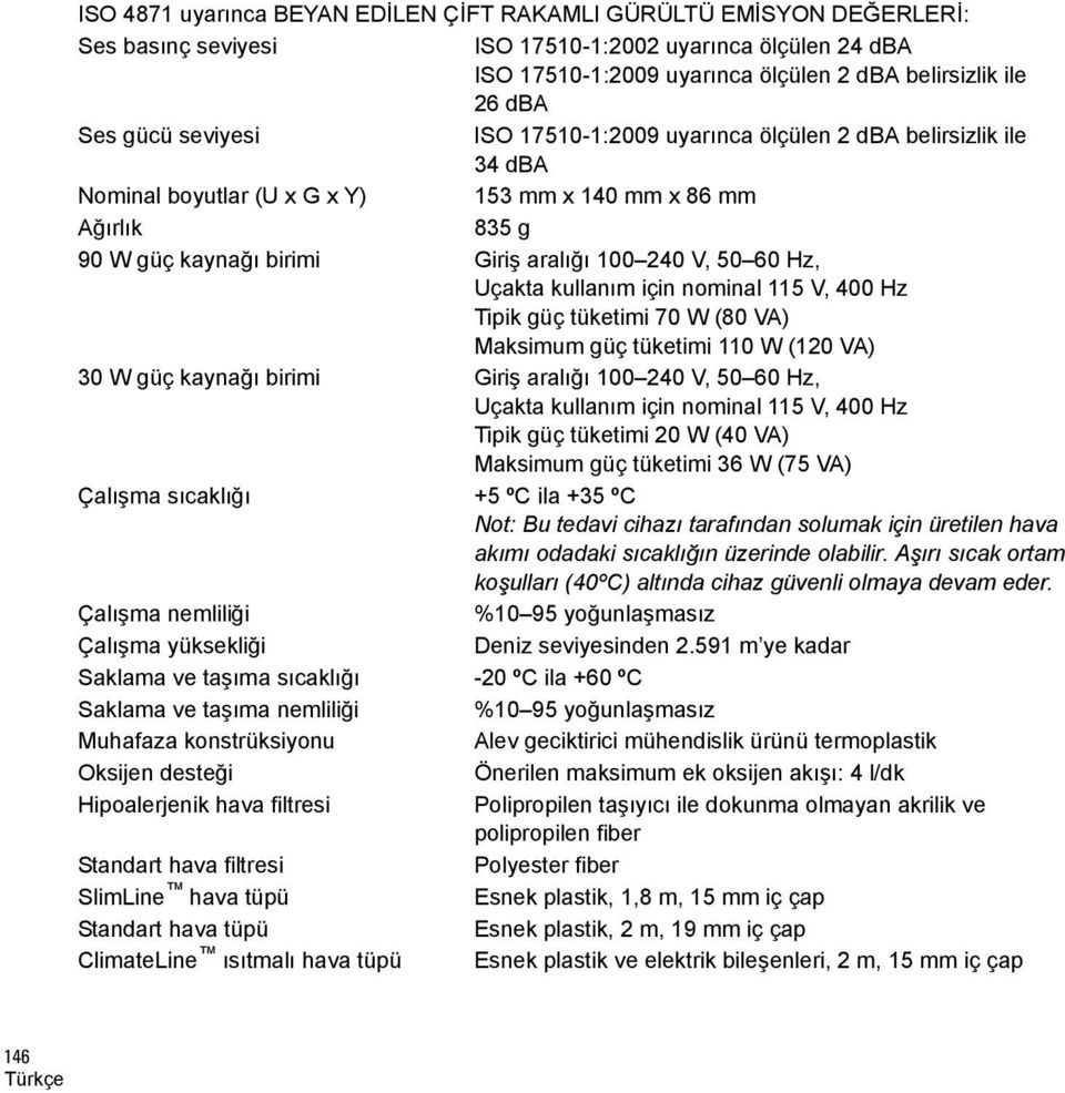 Hz, Uçakta kullanım için nominal 115 V, 400 Hz Tipik güç tüketimi 70 W (80 VA) Maksimum güç tüketimi 110 W (120 VA) 30 W güç kaynağı birimi Giriş aralığı 100 240 V, 50 60 Hz, Uçakta kullanım için