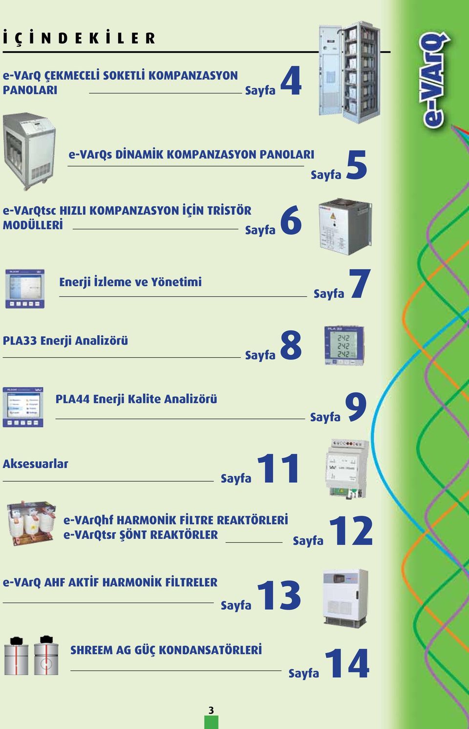 Analizörü Sayfa 8 PLA44 Enerji Kalite Analizörü Sayfa 9 Aksesuarlar Sayfa 11 e-varqhf HARMONİK FİLTRE REAKTÖRLERİ