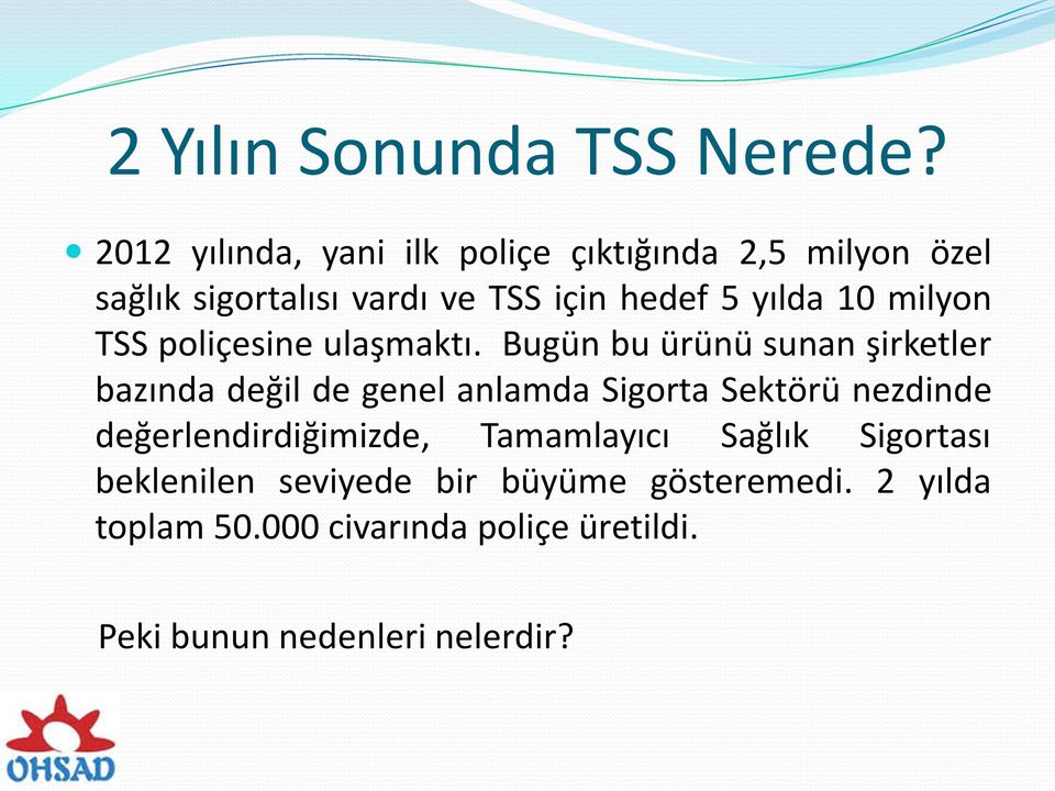 10 milyon TSS poliçesine ulaşmaktı.