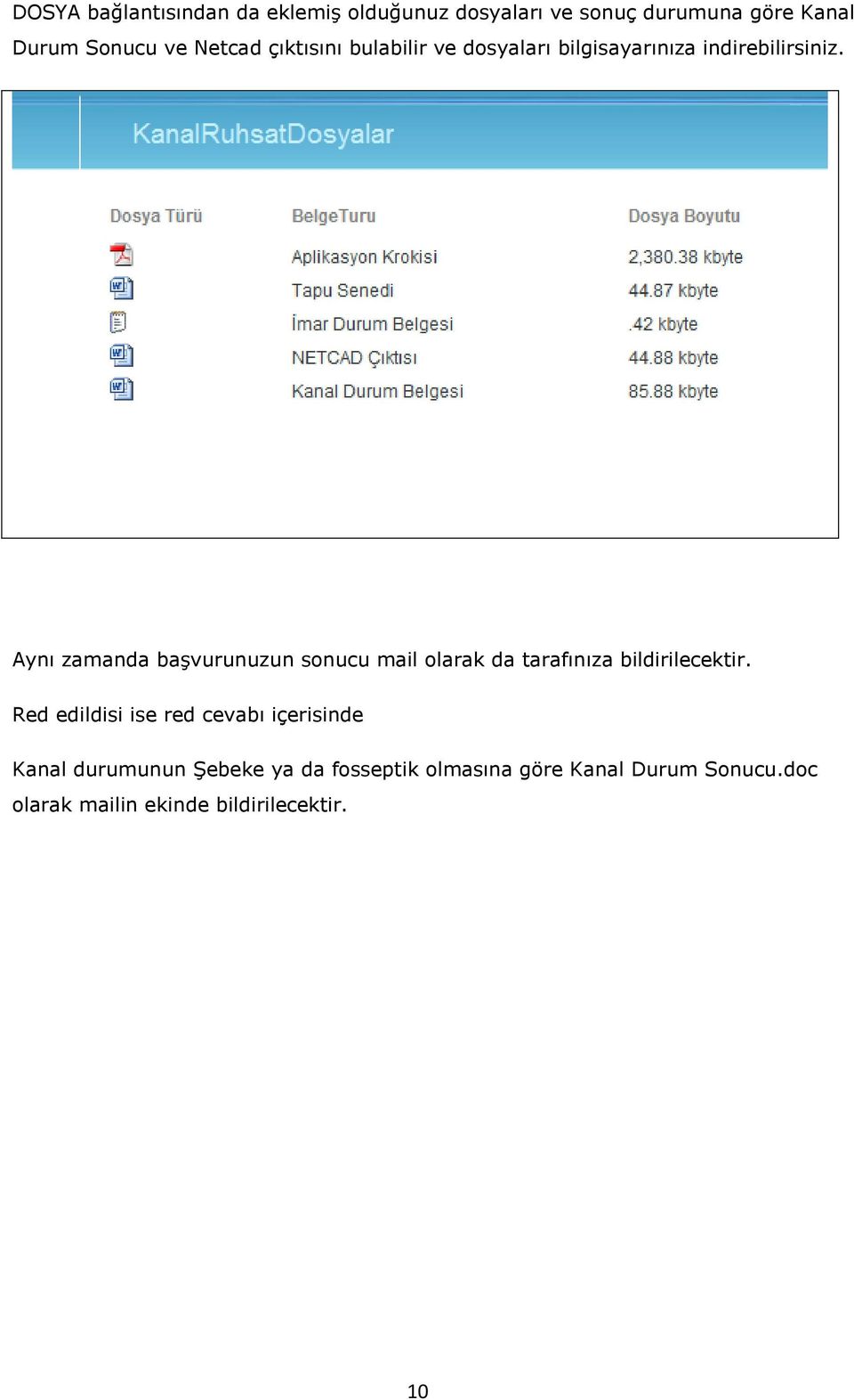 Aynı zamanda başvurunuzun sonucu mail olarak da tarafınıza bildirilecektir.