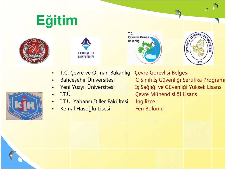 C Sınıfı İş Güvenliği Sertifika Programı Yeni Yüzyıl Üniversitesi İş