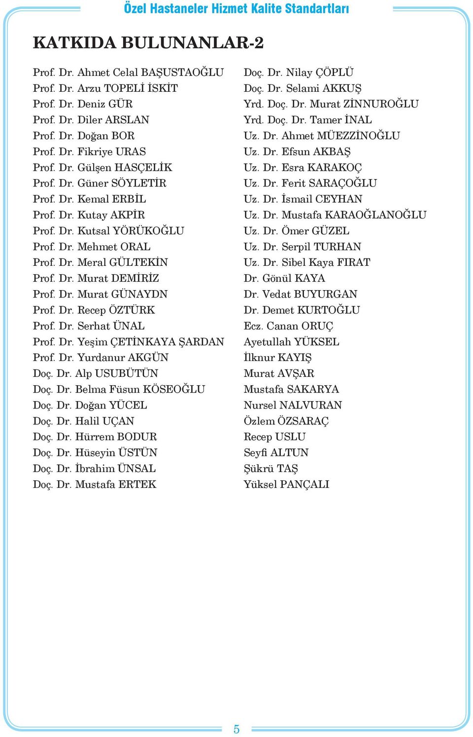 Dr. Serhat ÜNAL Prof. Dr. Yeşim ÇETİNKAYA ŞARDAN Prof. Dr. Yurdanur AKGÜN Doç. Dr. Alp USUBÜTÜN Doç. Dr. Belma Füsun KÖSEOĞLU Doç. Dr. Doğan YÜCEL Doç. Dr. Halil UÇAN Doç. Dr. Hürrem BODUR Doç. Dr. Hüseyin ÜSTÜN Doç.