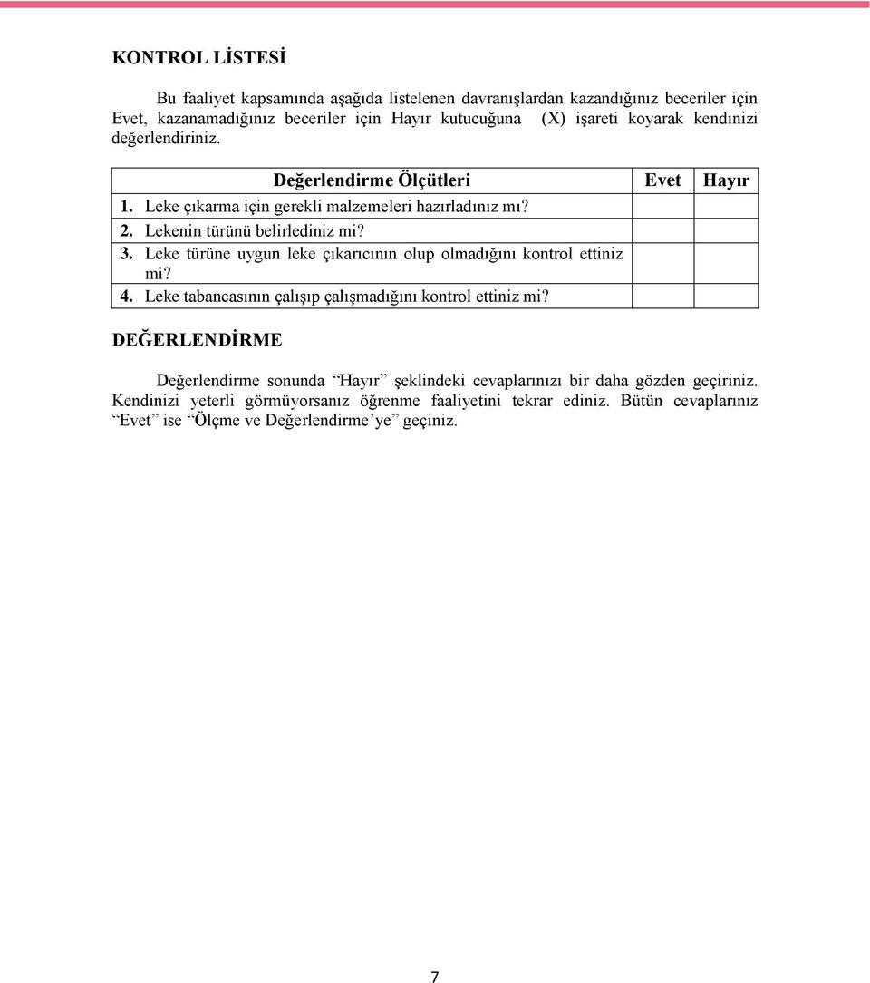 Leke türüne uygun leke çıkarıcının olup olmadığını kontrol ettiniz mi? 4. Leke tabancasının çalışıp çalışmadığını kontrol ettiniz mi?