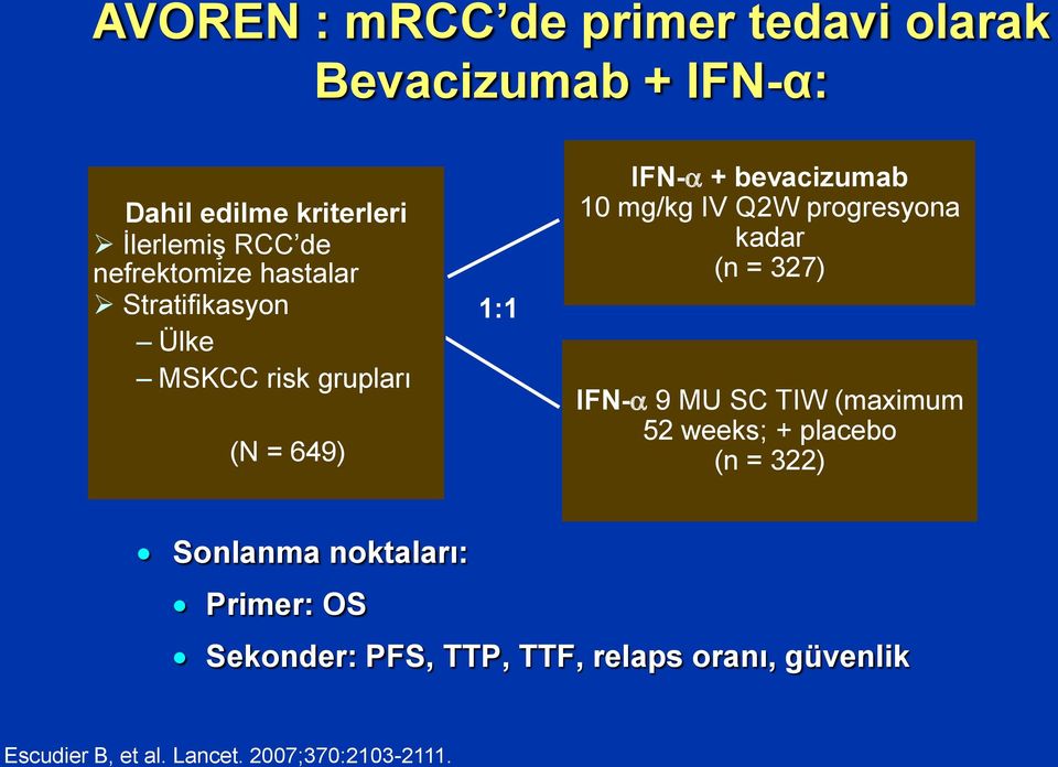 IV Q2W progresyona kadar (n = 327) IFN- 9 MU SC TIW (maximum 52 weeks; + placebo (n = 322) Sonlanma