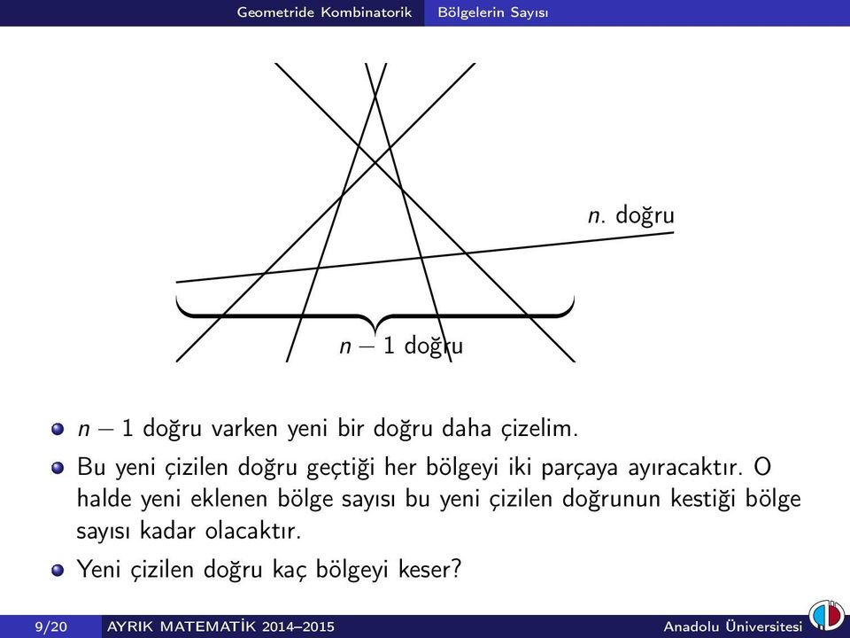 O halde yeni eklenen bölge sayısı bu yeni çizilen doğrunun kestiği bölge sayısı