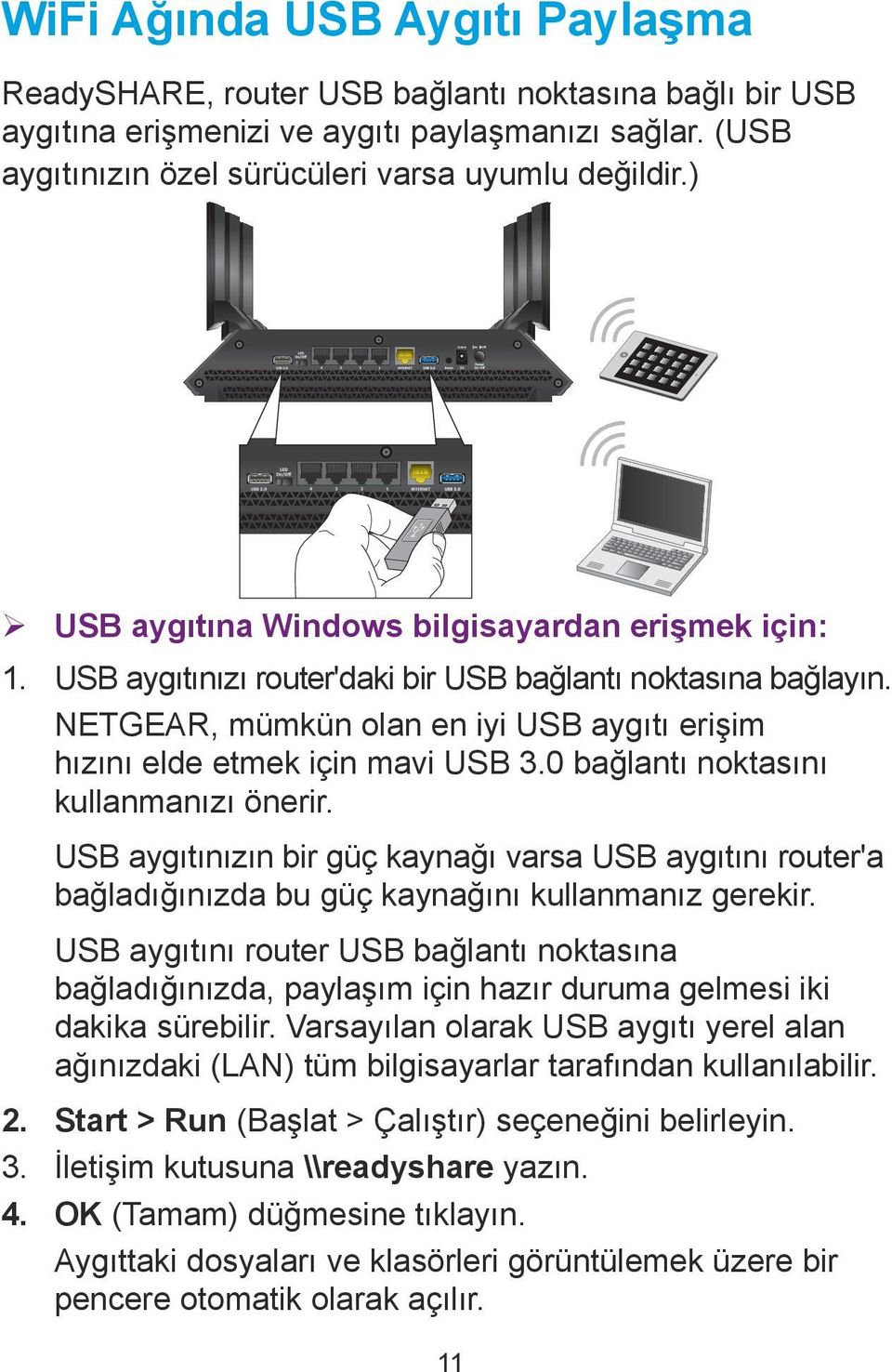 0 bağlantı noktasını kullanmanızı önerir. USB aygıtınızın bir güç kaynağı varsa USB aygıtını router'a bağladığınızda bu güç kaynağını kullanmanız gerekir.