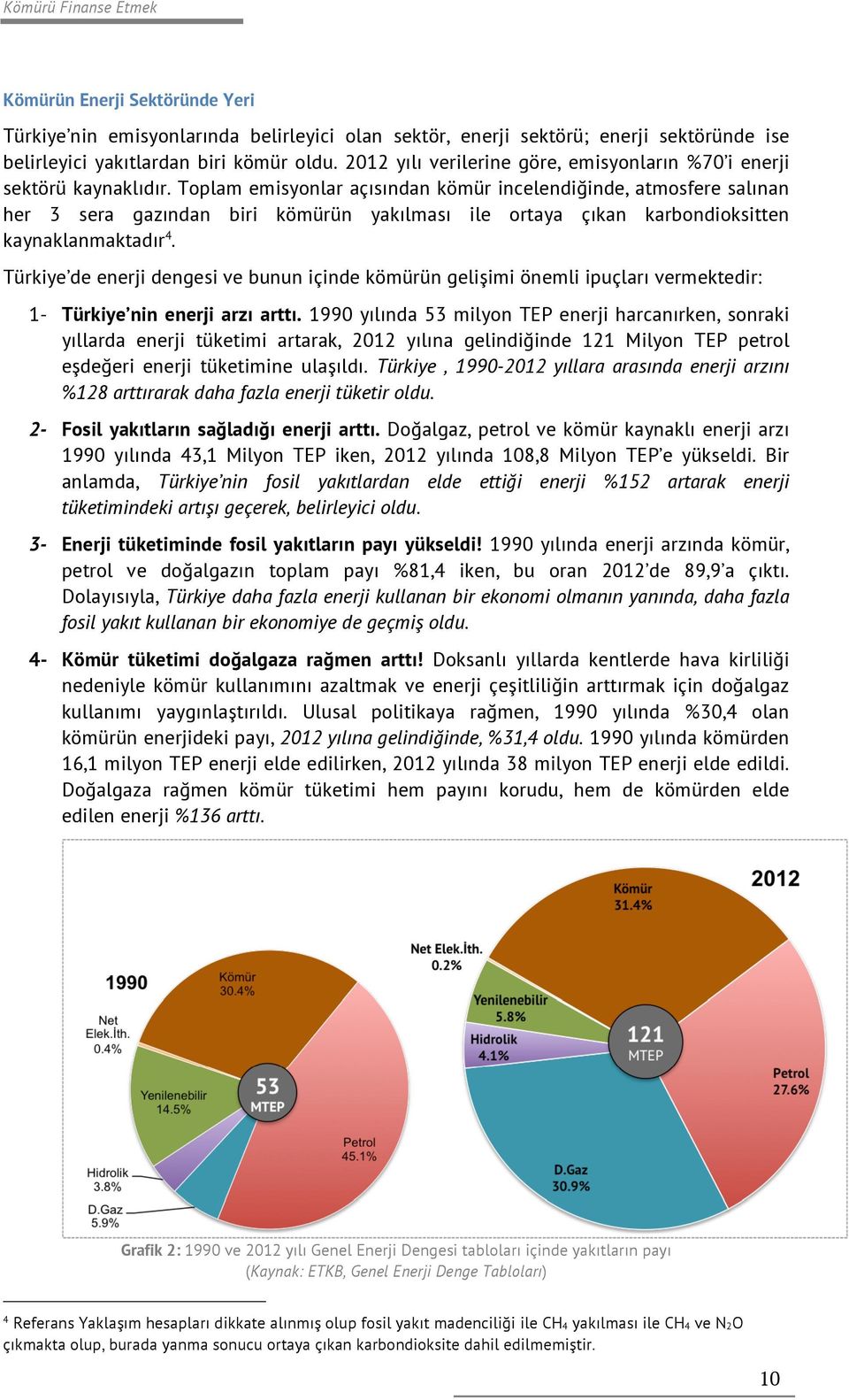 Toplam emisyonlar açısından kömür incelendiğinde, atmosfere salınan her 3 sera gazından biri kömürün yakılması ile ortaya çıkan karbondioksitten kaynaklanmaktadır 4.