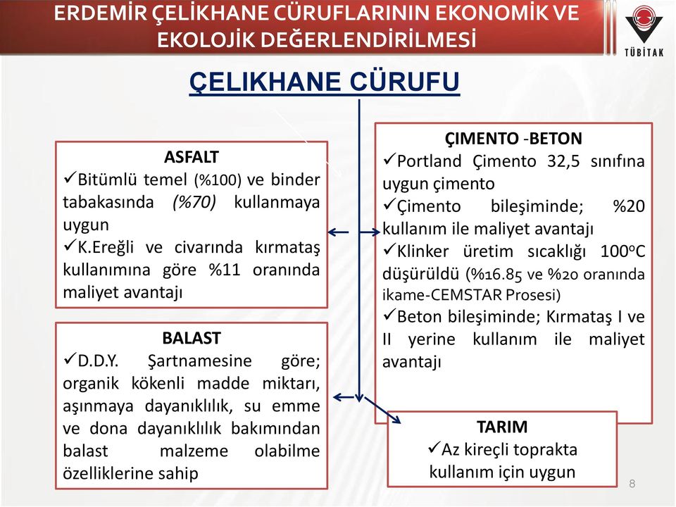 Şartnamesine göre; organik kökenli madde miktarı, aşınmaya dayanıklılık, su emme ve dona dayanıklılık bakımından balast malzeme olabilme özelliklerine sahip ÇIMENTO -BETON Portland