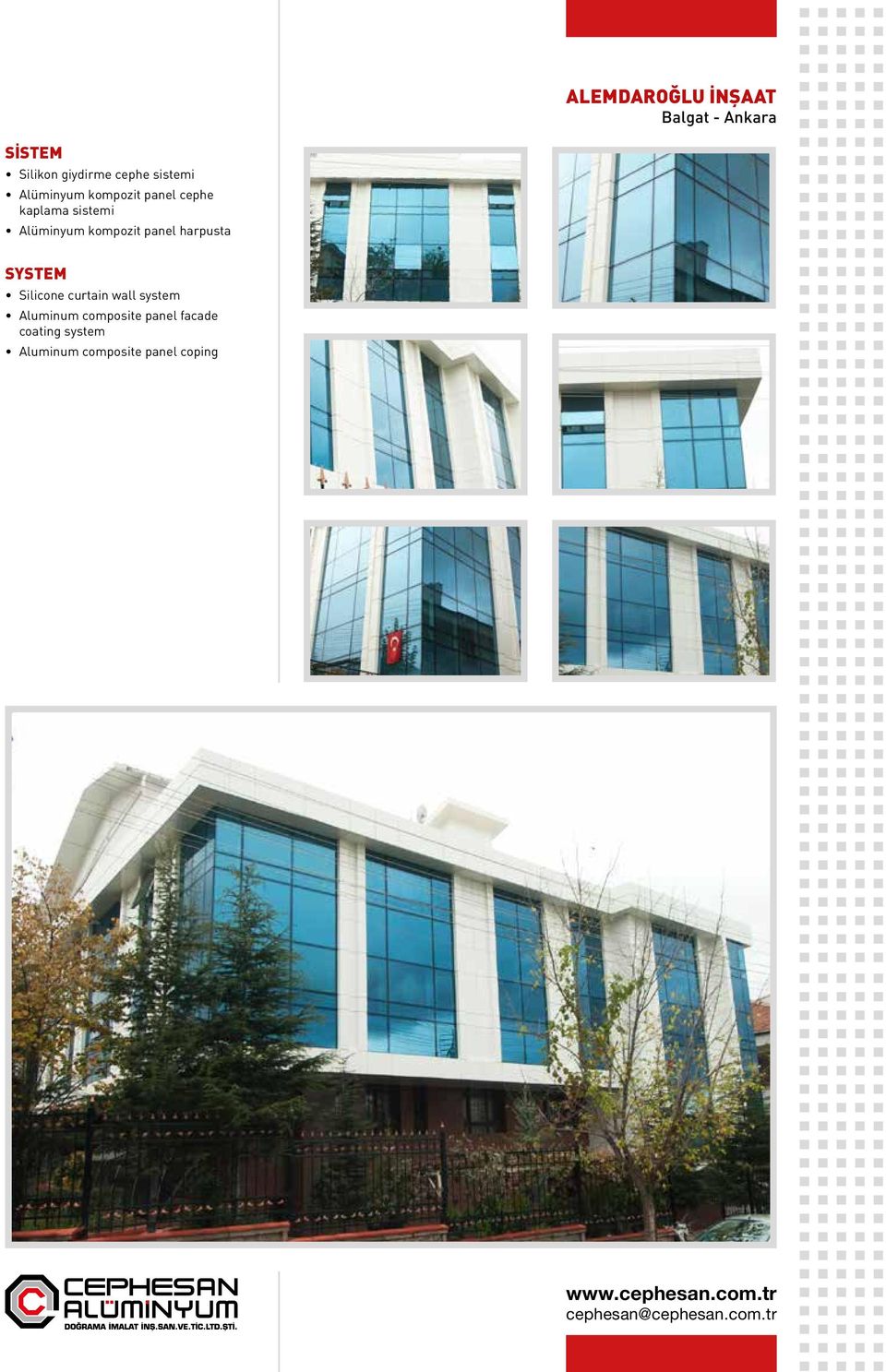 Alüminyum kompozit panel harpusta Silicone curtain wall system