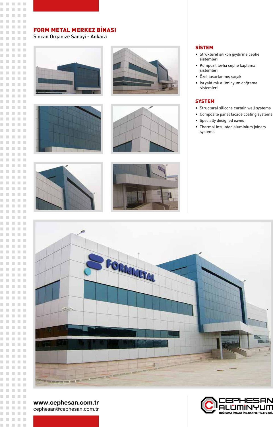 alüminyum doğrama Structural silicone curtain wall systems Composite panel