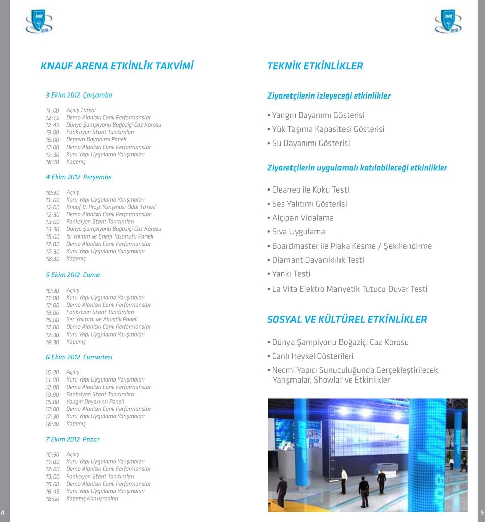 Proje Yarışması Ödül Töreni Fonksiyon Stant Tanıtımları Dünya Şampiyonu Boğaziçi Caz Korosu Isı Yalıtım ve Enerji Tasarrufu Paneli Kapanış 5 Ekim 2012 Cuma 10:30 11: 00 12:00 13:00 15:00 17: 00 17: