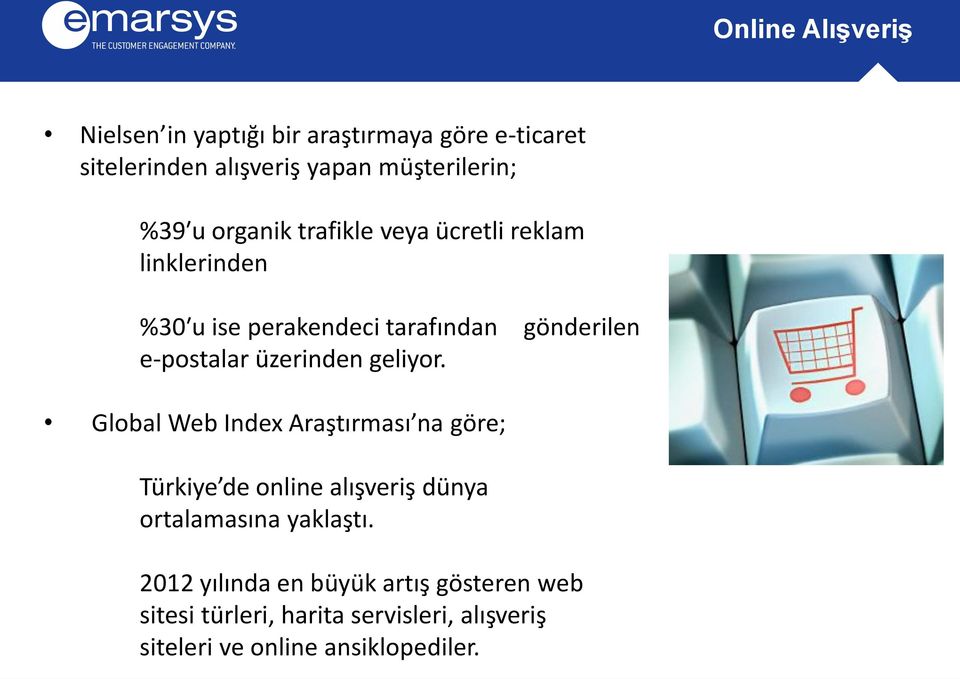 gönderilen Global Web Index Araştırması na göre; Türkiye de online alışveriş dünya ortalamasına yaklaştı.