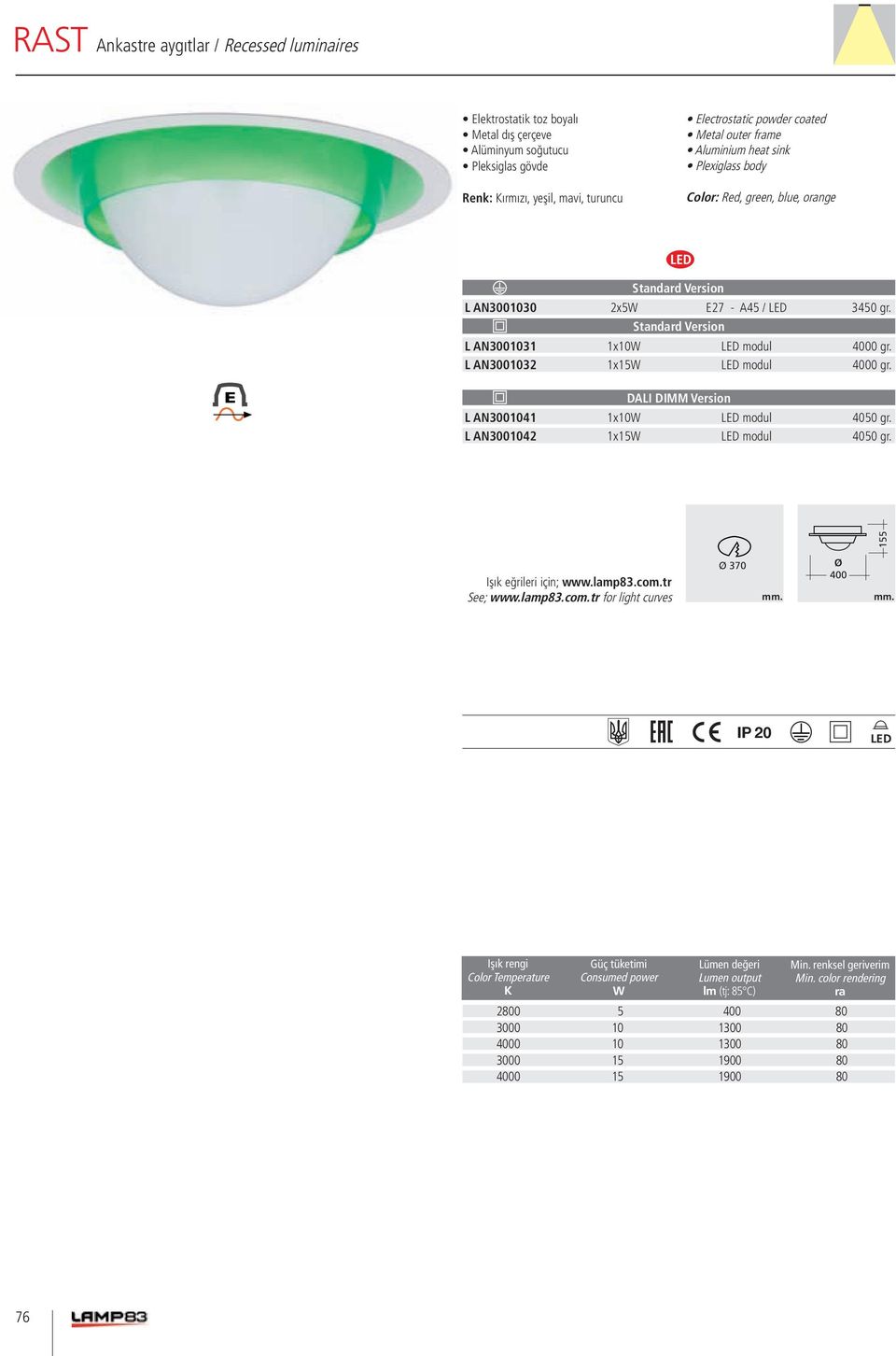 L AN3001031 1x10 modul 4000 gr. L AN3001032 1x15 modul 4000 gr. L AN3001041 1x10 modul 4050 gr.