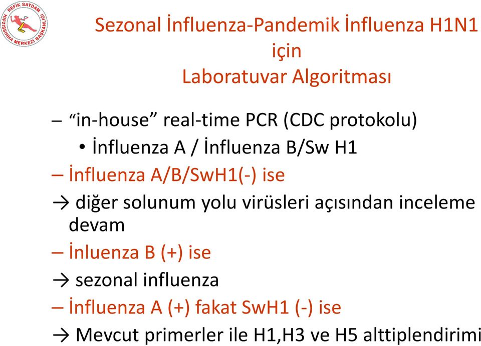 ise diğer solunum yolu virüsleri açısından inceleme devam İnluenza B (+) ise sezonal