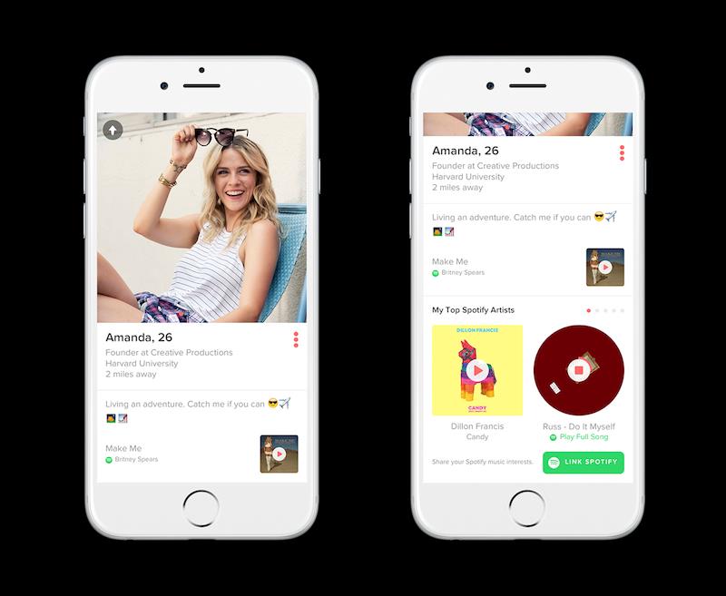 Spotify iş birliğiyle Tinder a müzik yayınlama özelliği geldi Tinder ve Spotify kullanıcıların müzik zevklerine göre eşleşmelerini sağlayacak yeni bir iş birliğini duyurdu.