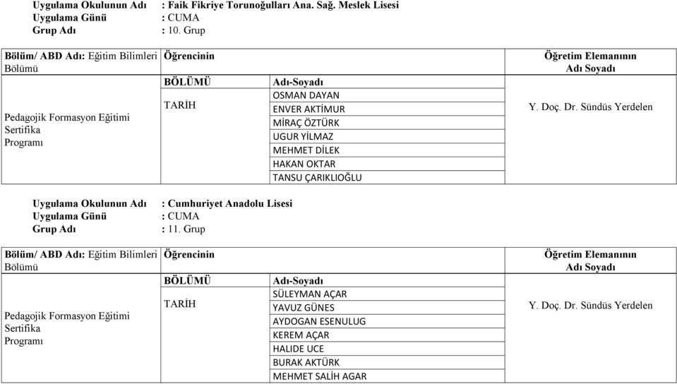 HAKAN OKTAR TANSU ÇARIKLIOĞLU : Cumhuriyet Anadolu Lisesi : 11.