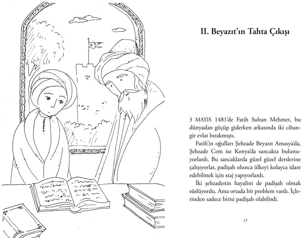 Fatih in oğulları Şehzade Beyazıt Amasya da, Şehzade Cem ise Konya da sancakta bulunuyorlardı.