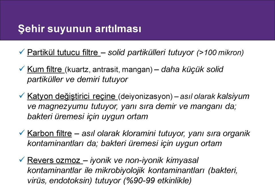 bakteri üremesi için uygun ortam Karbon filtre asıl olarak kloramini tutuyor, yanı sıra organik kontaminantları da; bakteri üremesi için uygun