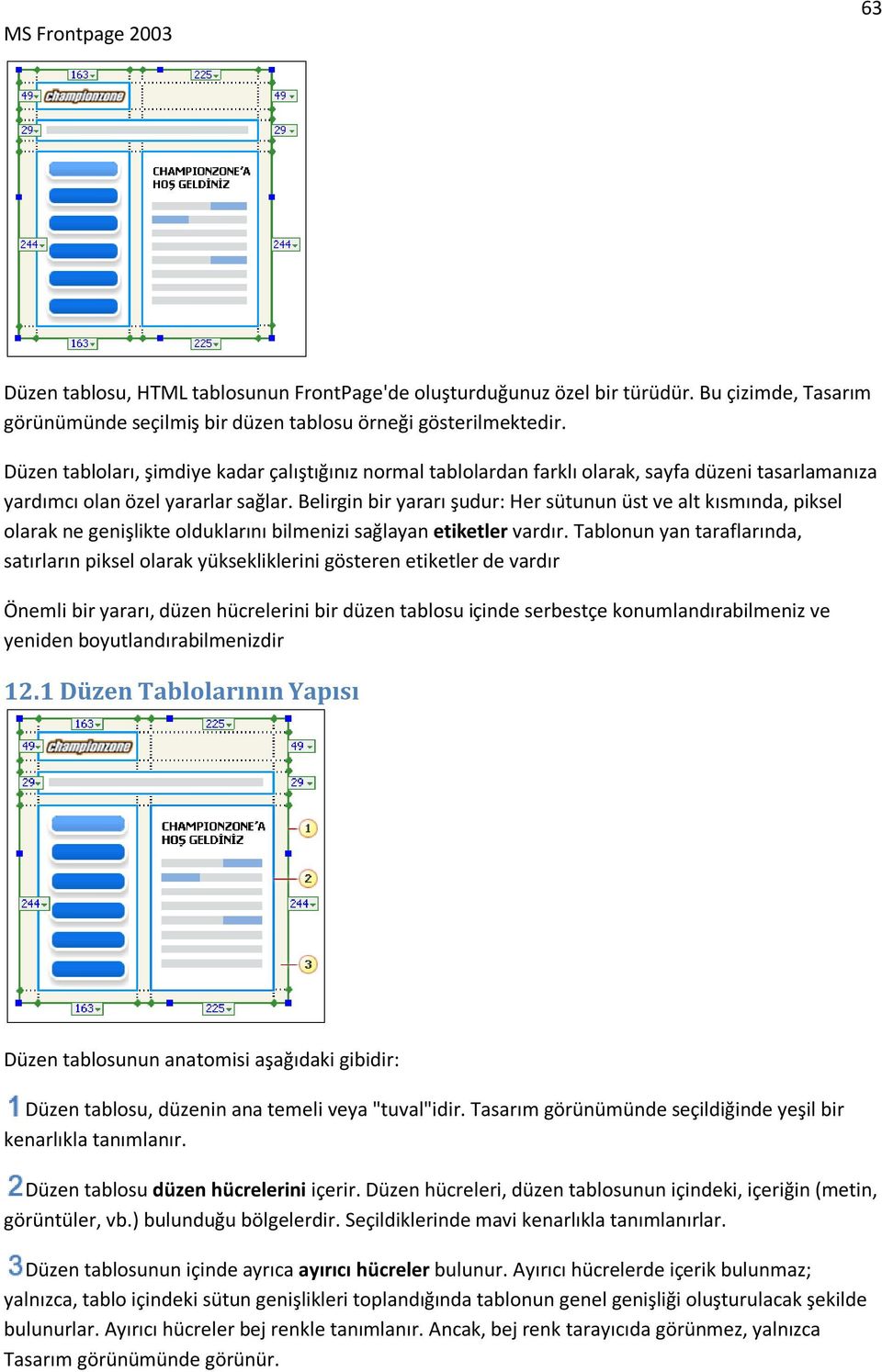 Belirgin bir yararı şudur: Her sütunun üst ve alt kısmında, piksel olarak ne genişlikte olduklarını bilmenizi sağlayan etiketler vardır.