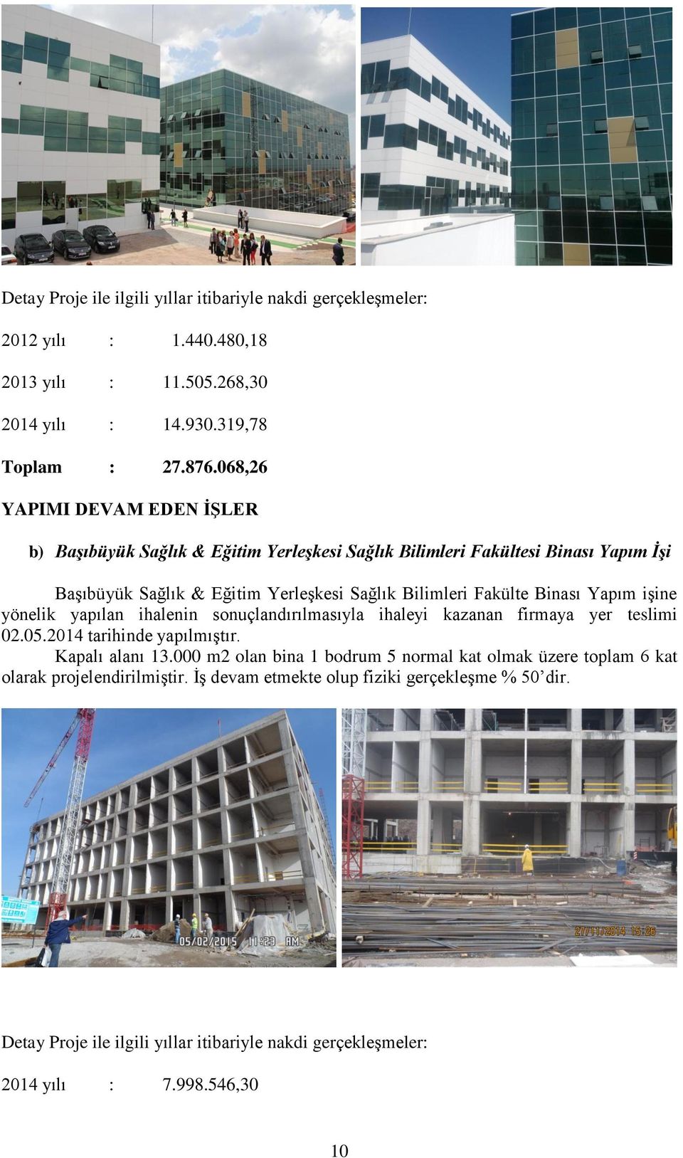 Binası Yapım işine yönelik yapılan ihalenin sonuçlandırılmasıyla ihaleyi kazanan firmaya yer teslimi 02.05.2014 tarihinde yapılmıştır. Kapalı alanı 13.