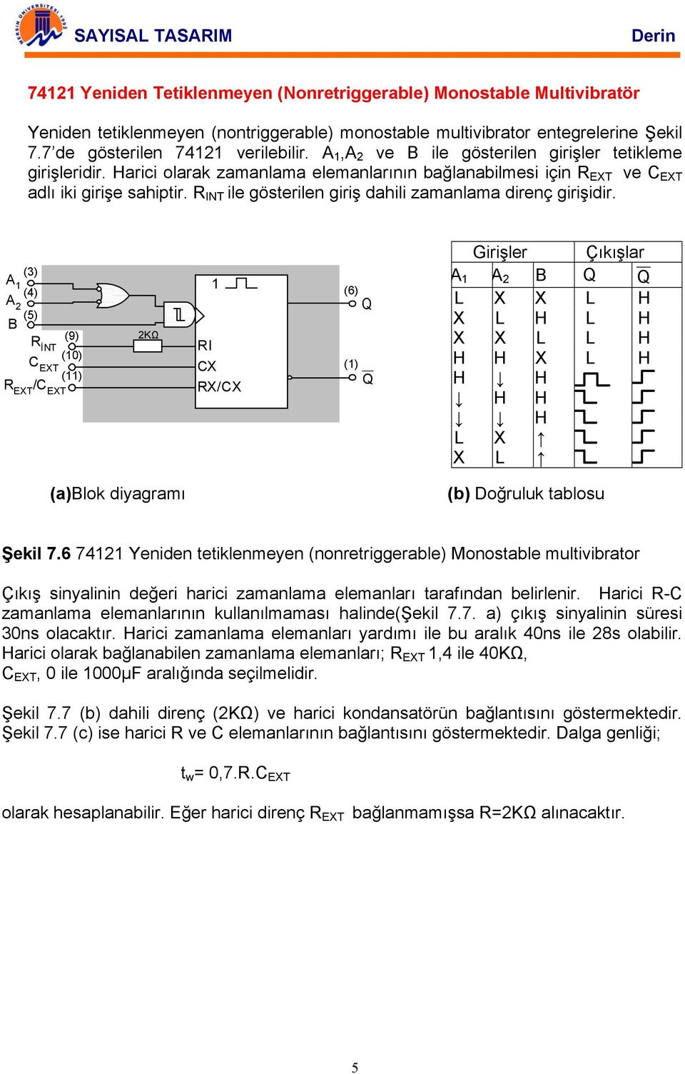 INT ile gösterilen giriş dahili zamanlama direnç girişidir.