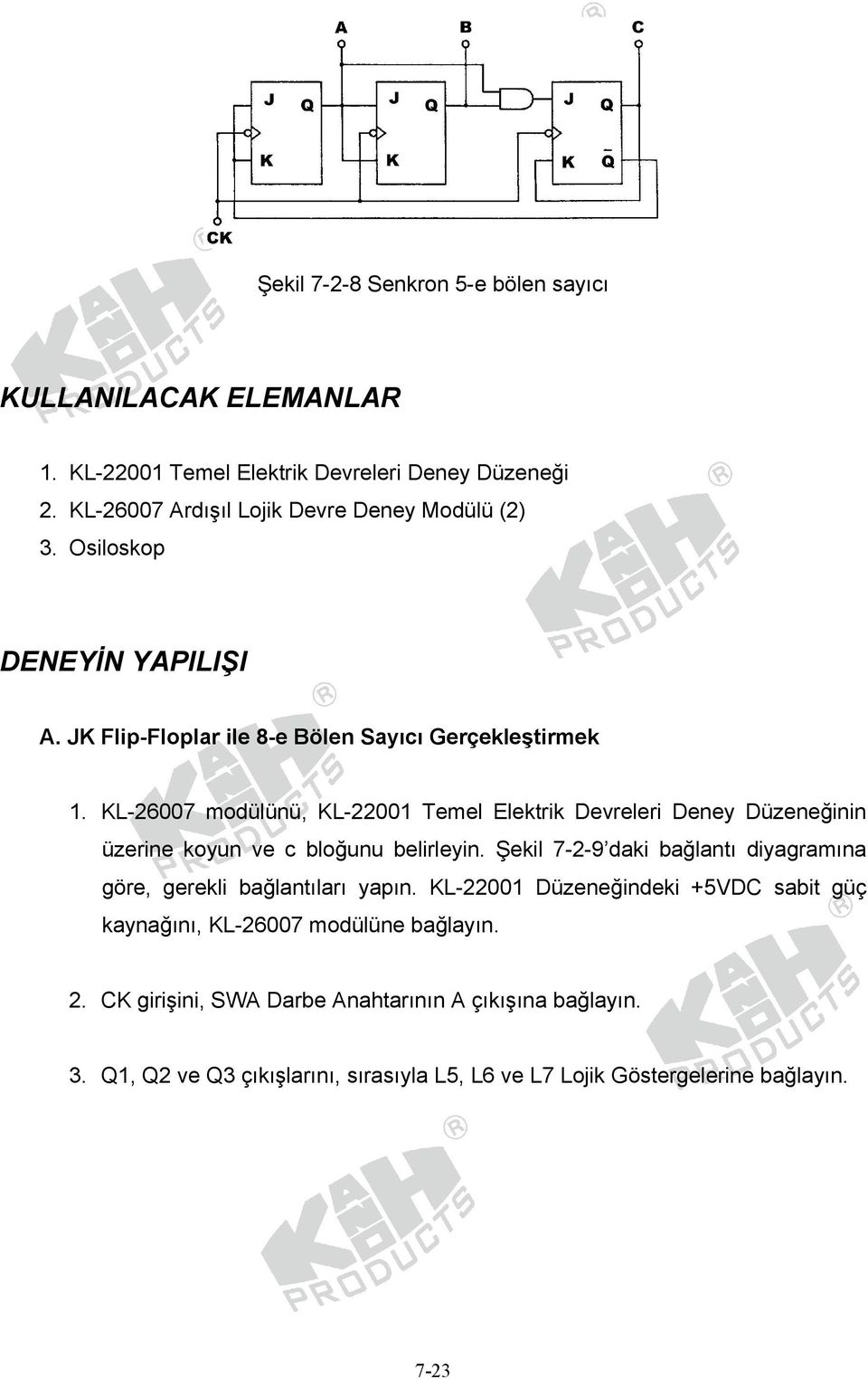 KL-26007 modülünü, KL-22001 Temel Elektrik Devreleri Deney Düzeneğinin üzerine koyun ve c bloğunu belirleyin.